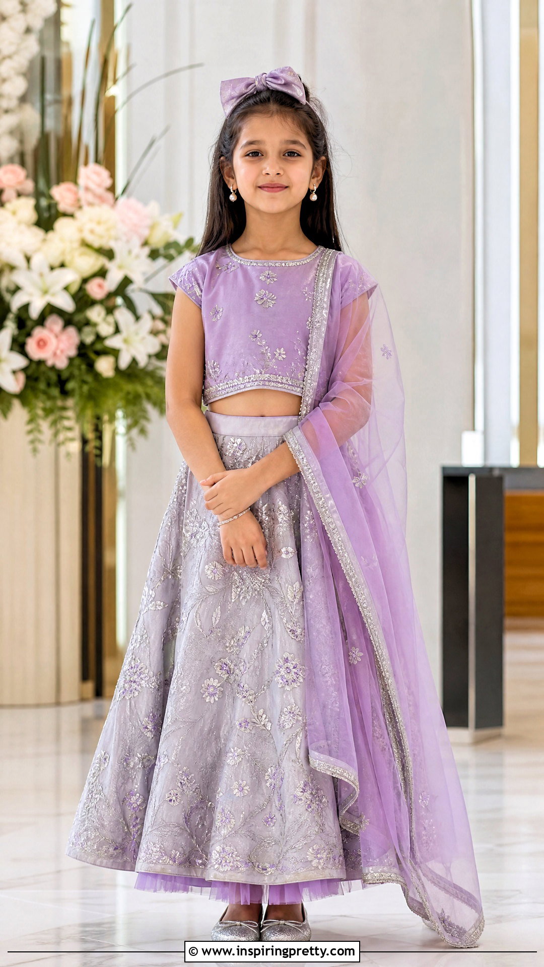 Lavender And Silver Kids Crop Top Lehenga - 50 kids crop top lehenga designs