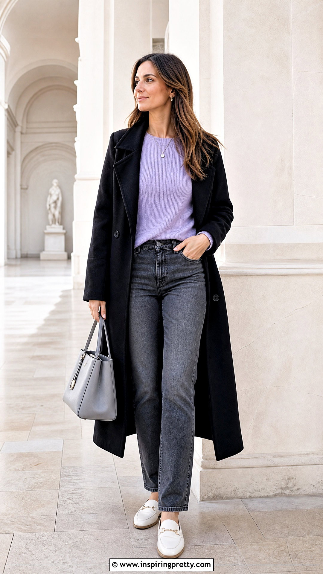 Lavender Knit Top With Gray Jeans - 25 Lavender Top Outfit Jeans