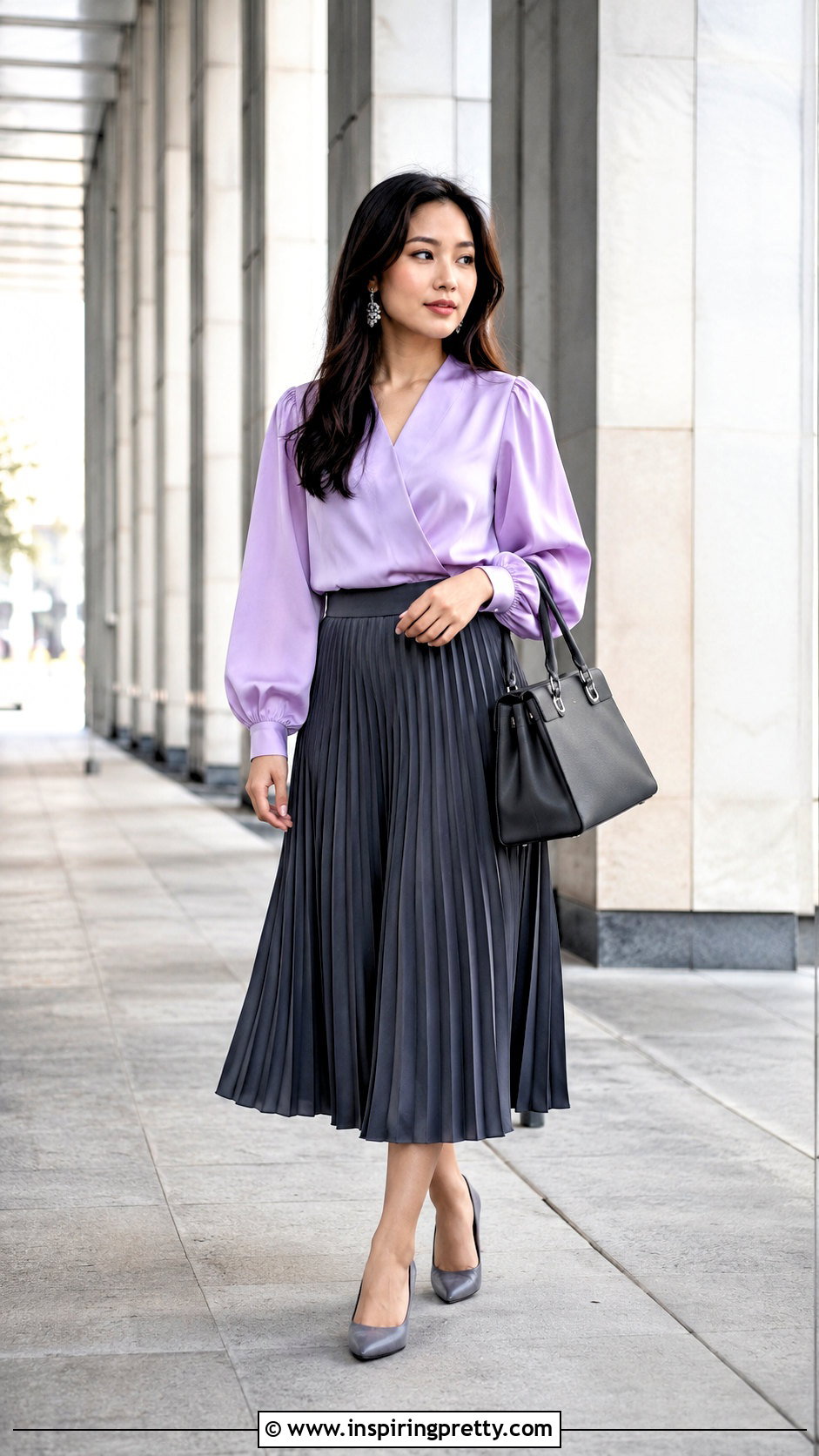 Lavender Mizo Sunday Top With Charcoal Skirt - 50 Mizo Sunday Tops outfit ideas