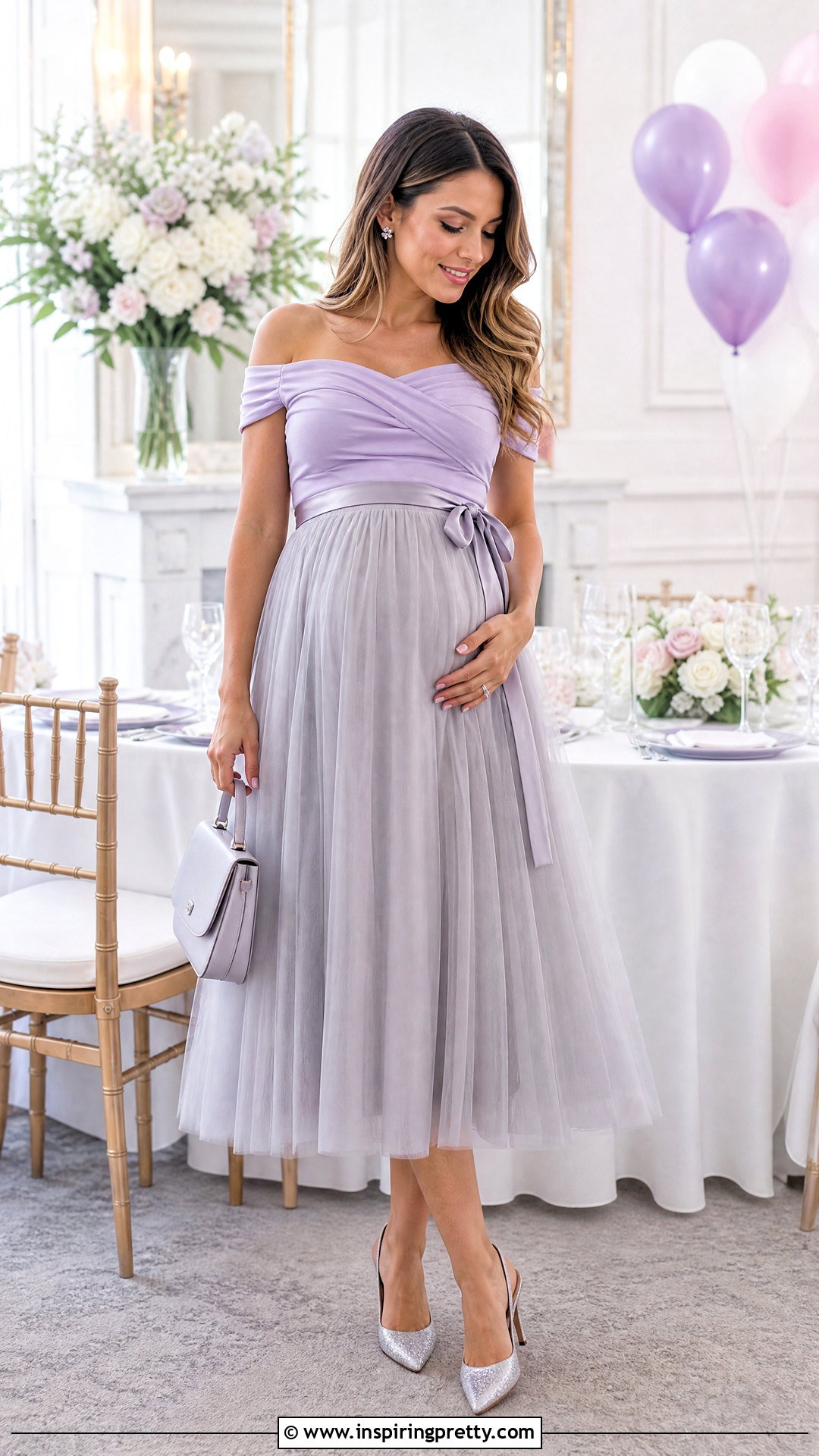 Lavender Off Shoulder Top With Gray Tulle Skirt - 50 off shoulder top with skirt outfit ideas