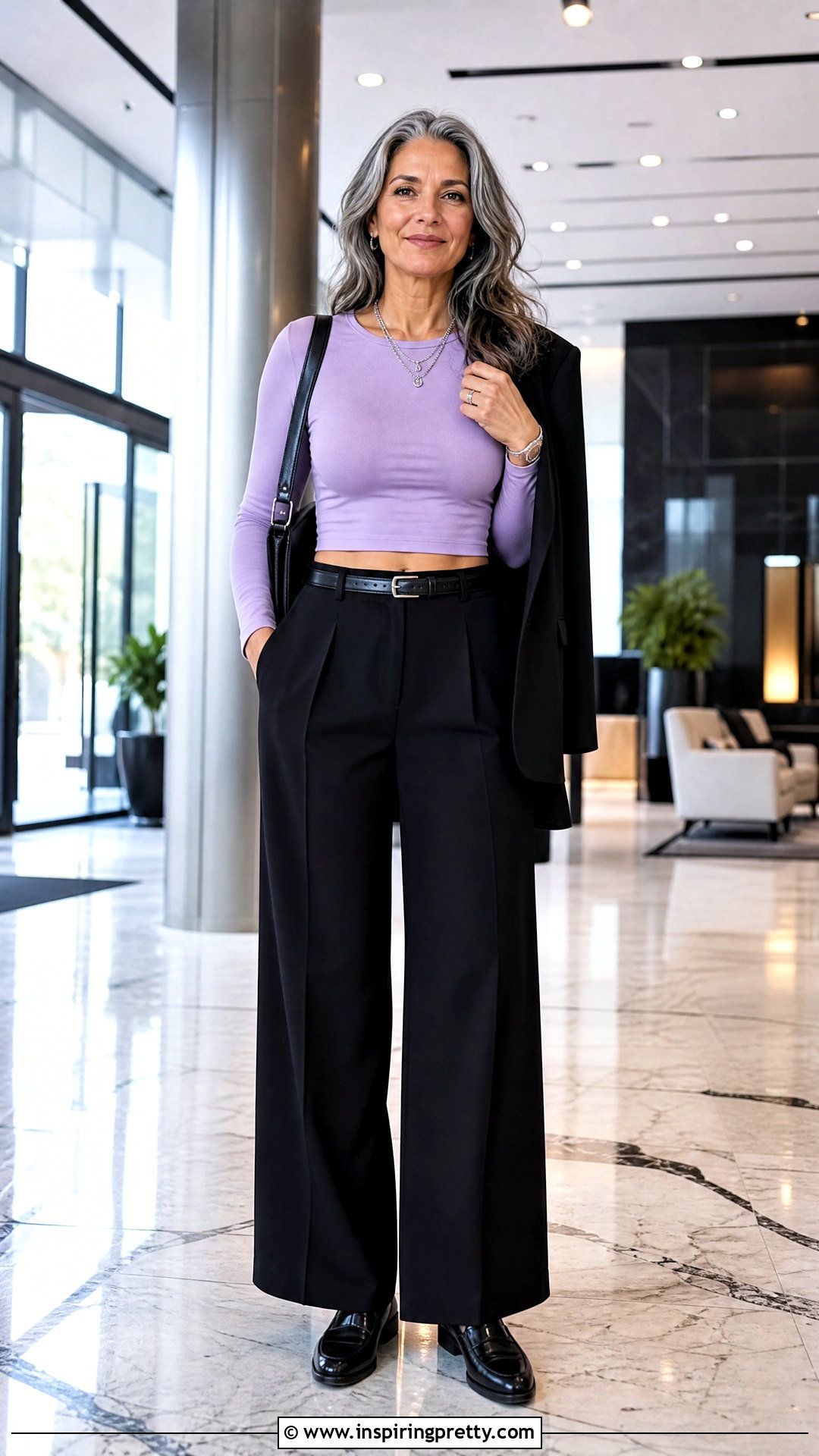 Lavender Pastel Crop Top With Black Trousers - 20 pastel crop tops collections