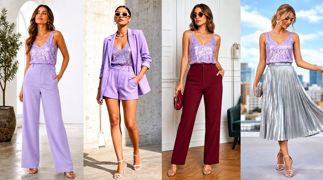 25 Lavender Sequin Top Outfit Ideas for Glam Party Style