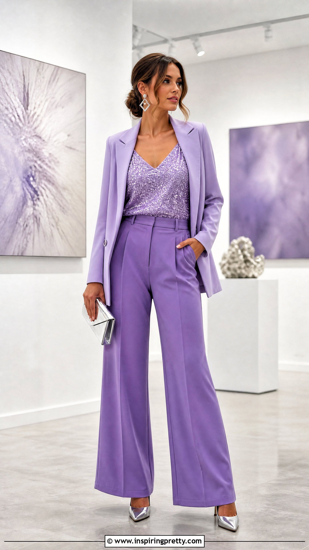 Lavender Sequin Top With Lavender Trousers - 25 Lavender Sequin Top outfit ideas