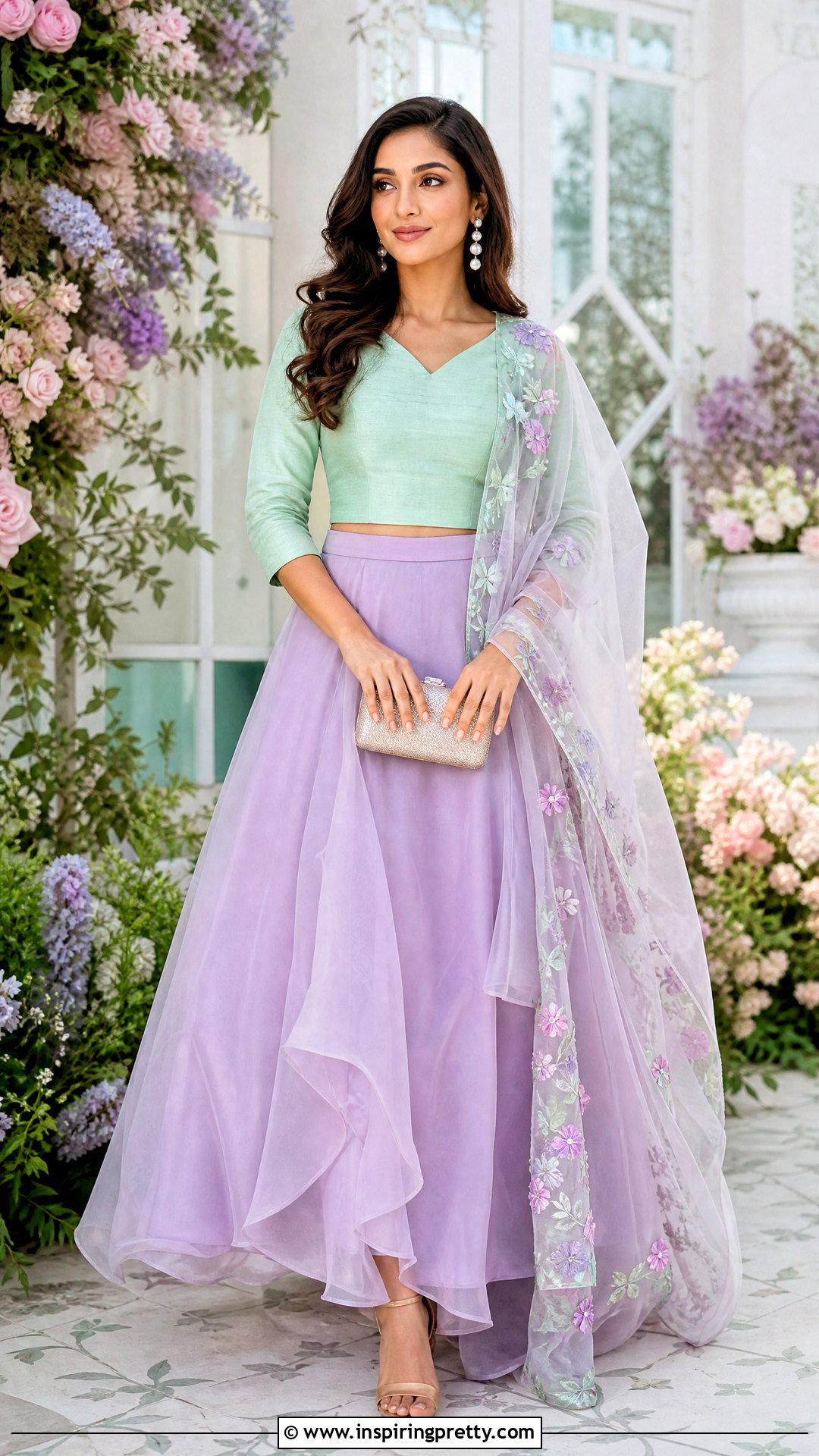 Lavender Skirt With Mint Green Top - 50 skirt top indian outfit traditional ideas
