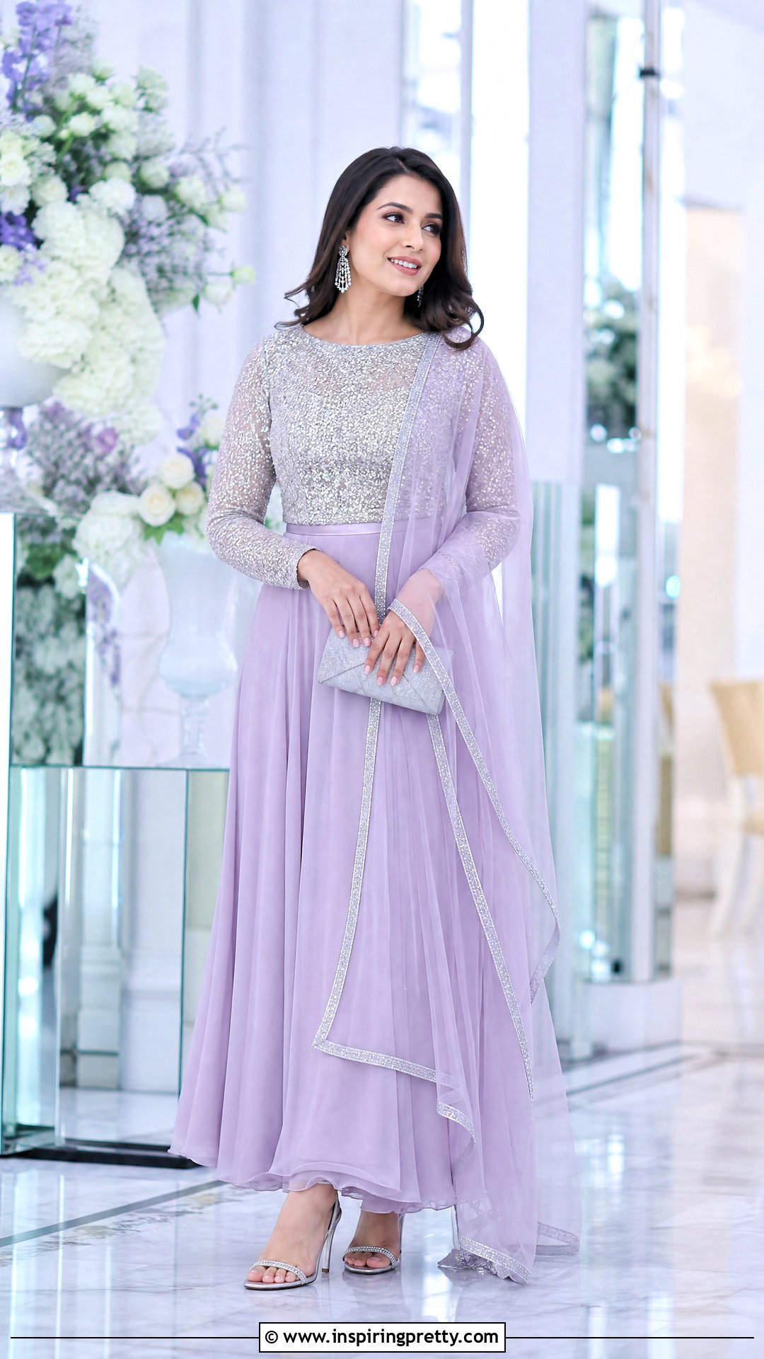 Lavender Skirt With Silver Blouse - 50 skirt top indian outfit ideas