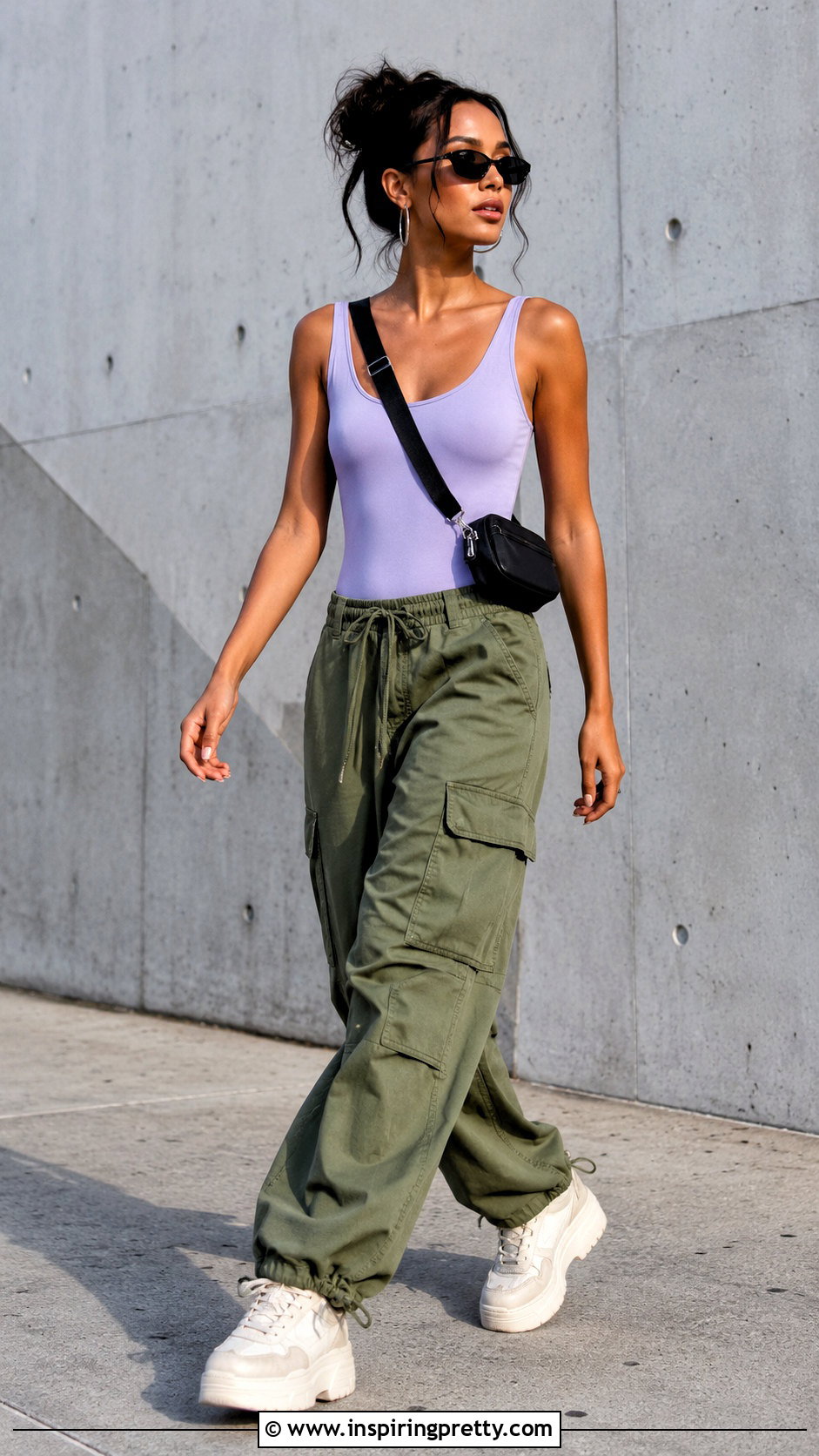 Lavender Top With Cargo Pants - 50 lavender top outfit ideas