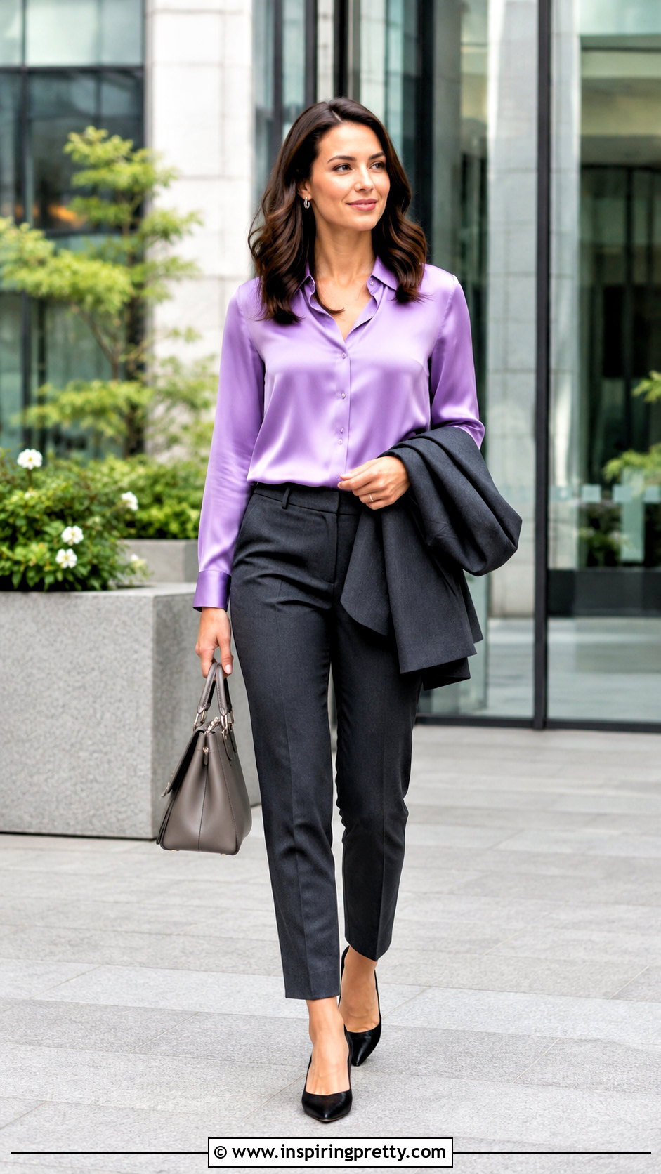Lavender Top With Gray Pants - 50 lavender top outfit ideas