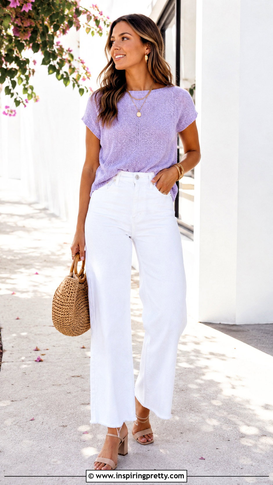 Lavender Top With White Jeans - 50 lavender top outfit ideas