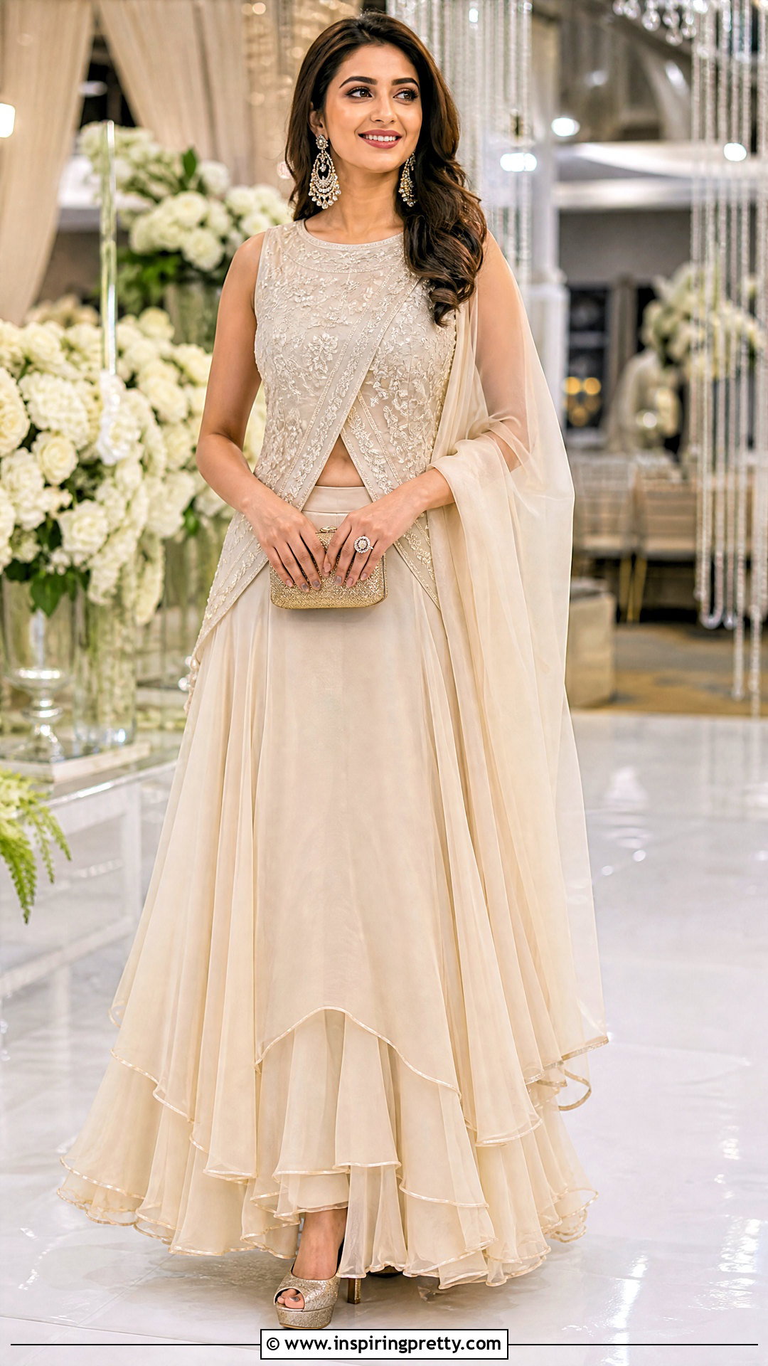 Layered Crop Top Lehenga - 50 Crop Top Designs For Lehenga Ideas