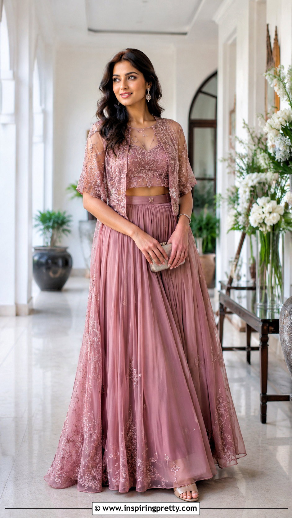 Layered Crop Top With Matching Lehenga - 50 traditional crop top designs