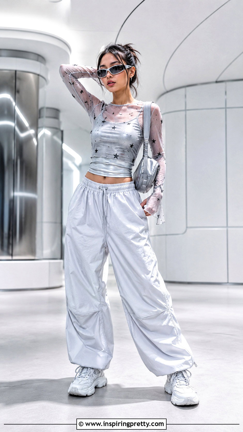 Layered Fairy Tops and Parachute Pants Outfit - 25 fairy top y2k outfit ideas