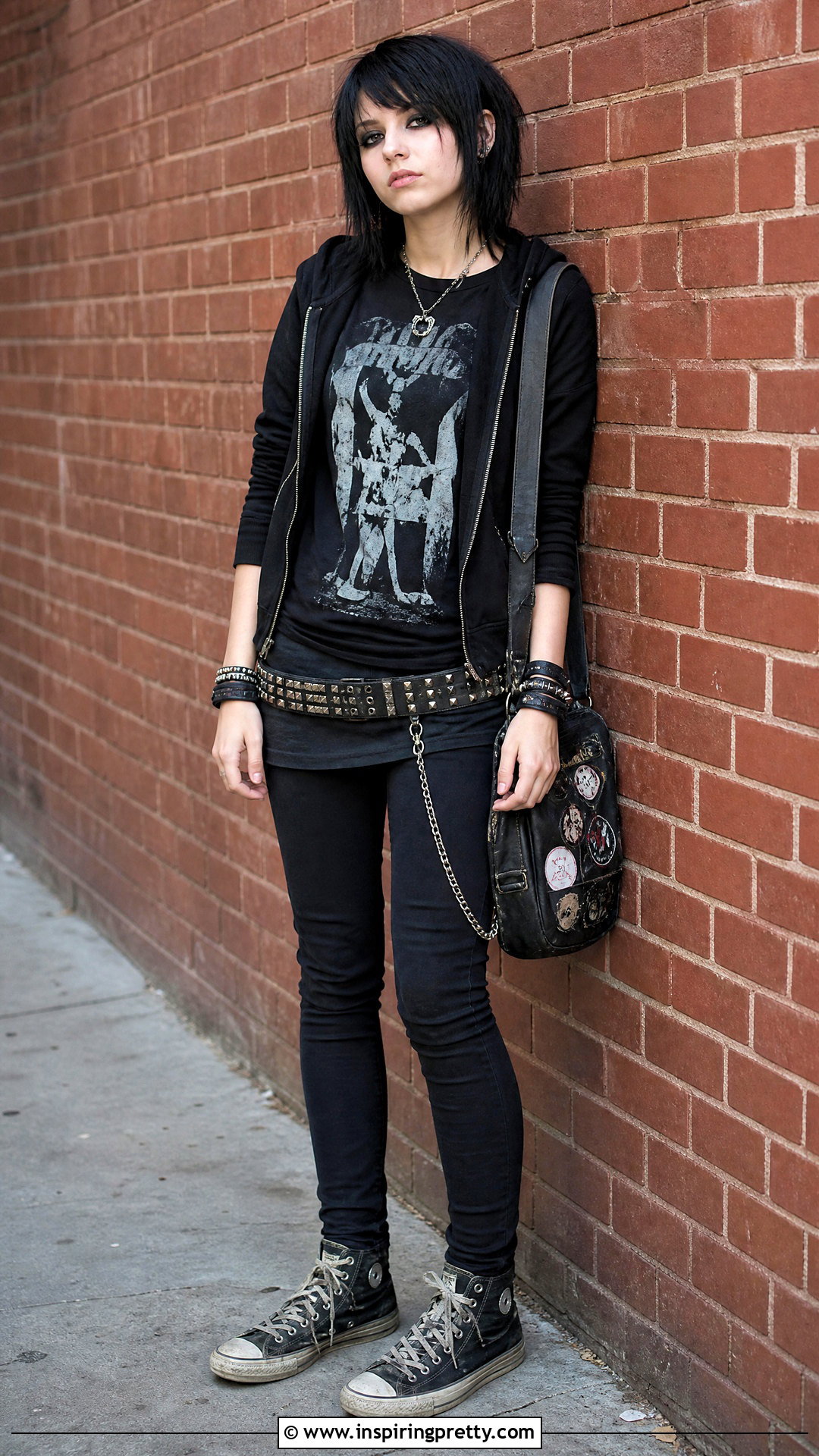 Layered Graphic Tees And Skinny Jeans Emo Outfit - 50 emo top outfit ideas