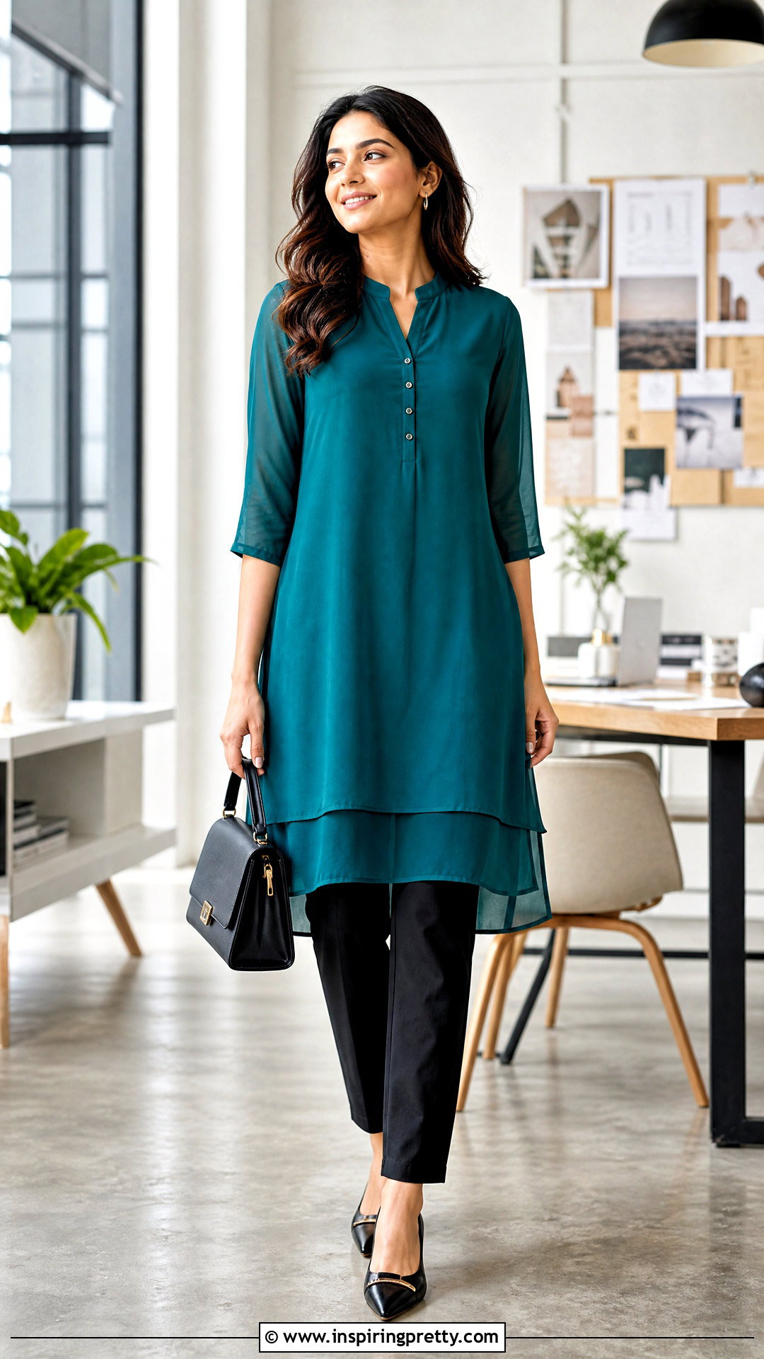 Layered Kurti With Black Jeans - 50 kurti tops for jeans