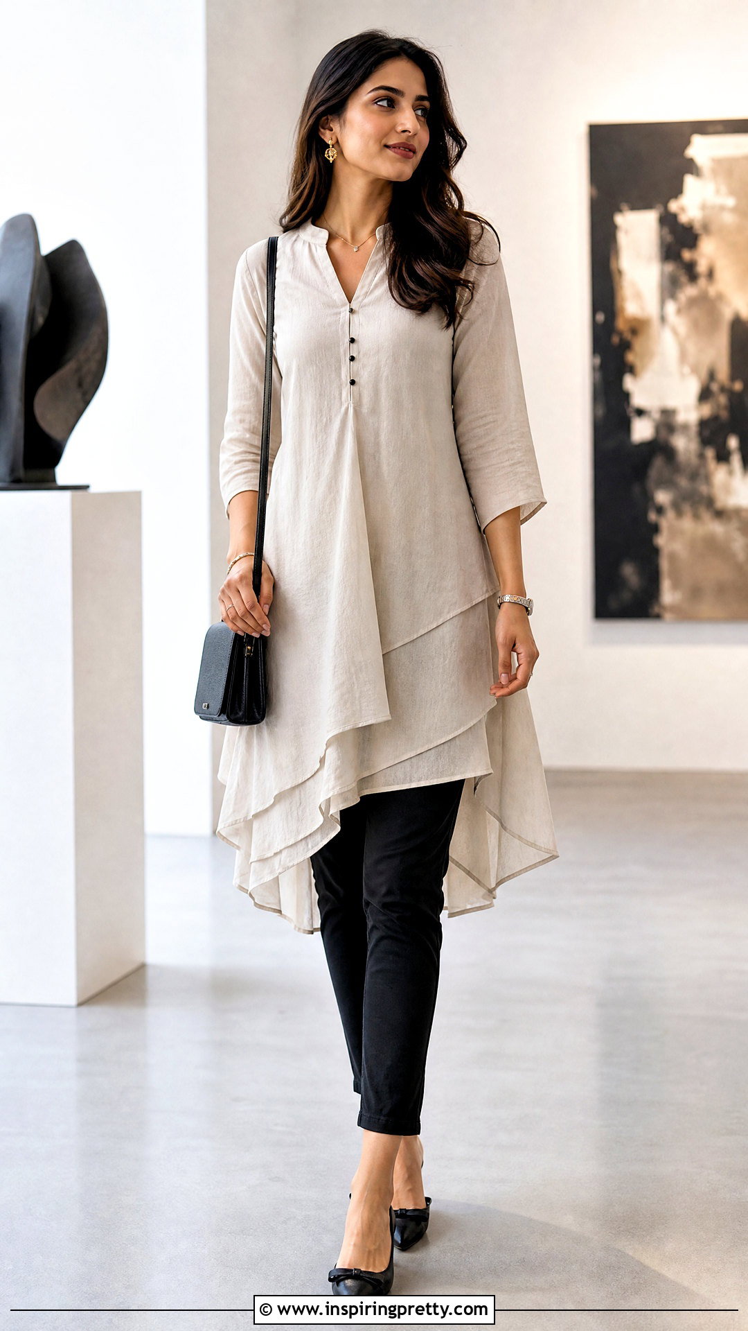 Layered Kurti With Black Jeans - 50 jeans tops indian style for women