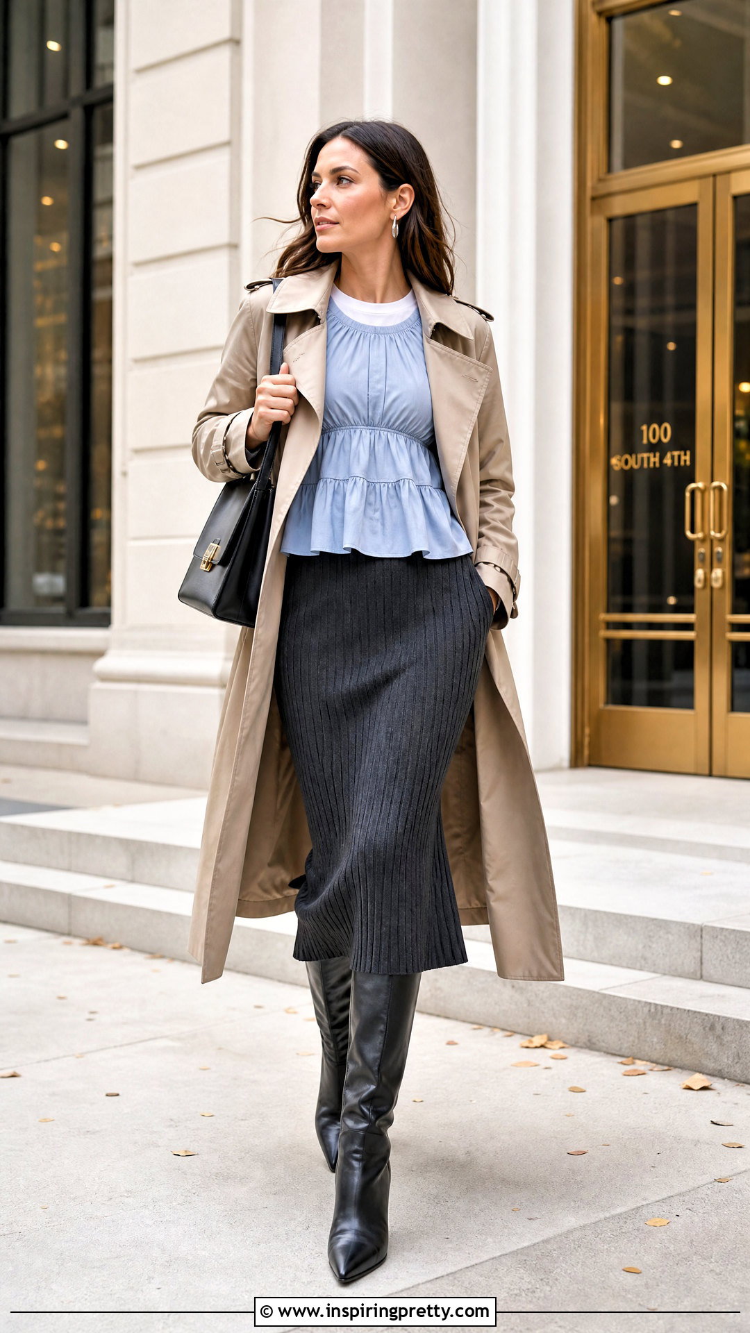 Layered Milkmaid Top With Knit Midi Skirt - 25 Layered Milkmaid Top outfit ideas