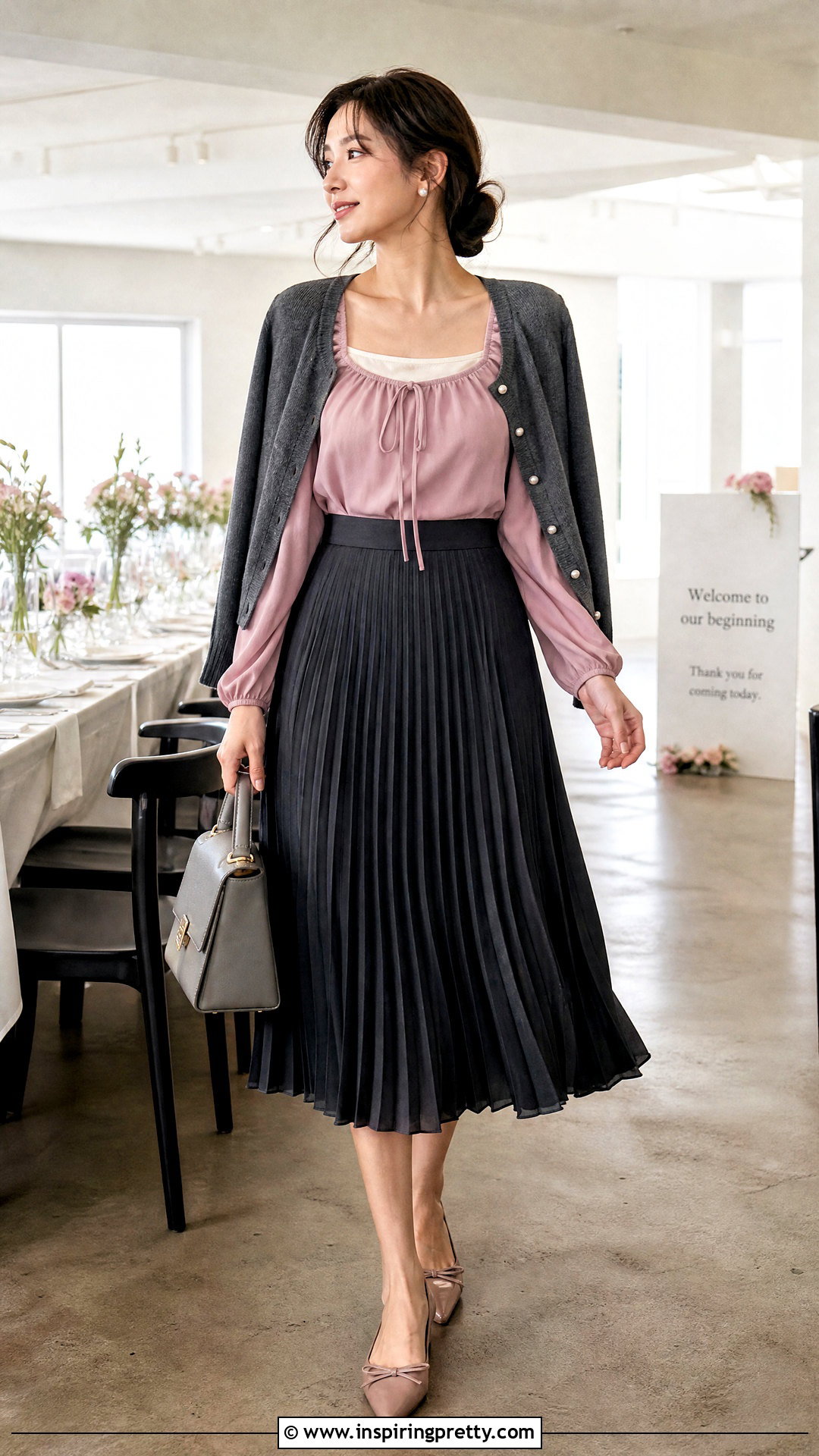 Layered Milkmaid Top With Pleated Midi Skirt - 25 Layered Milkmaid Top outfit ideas