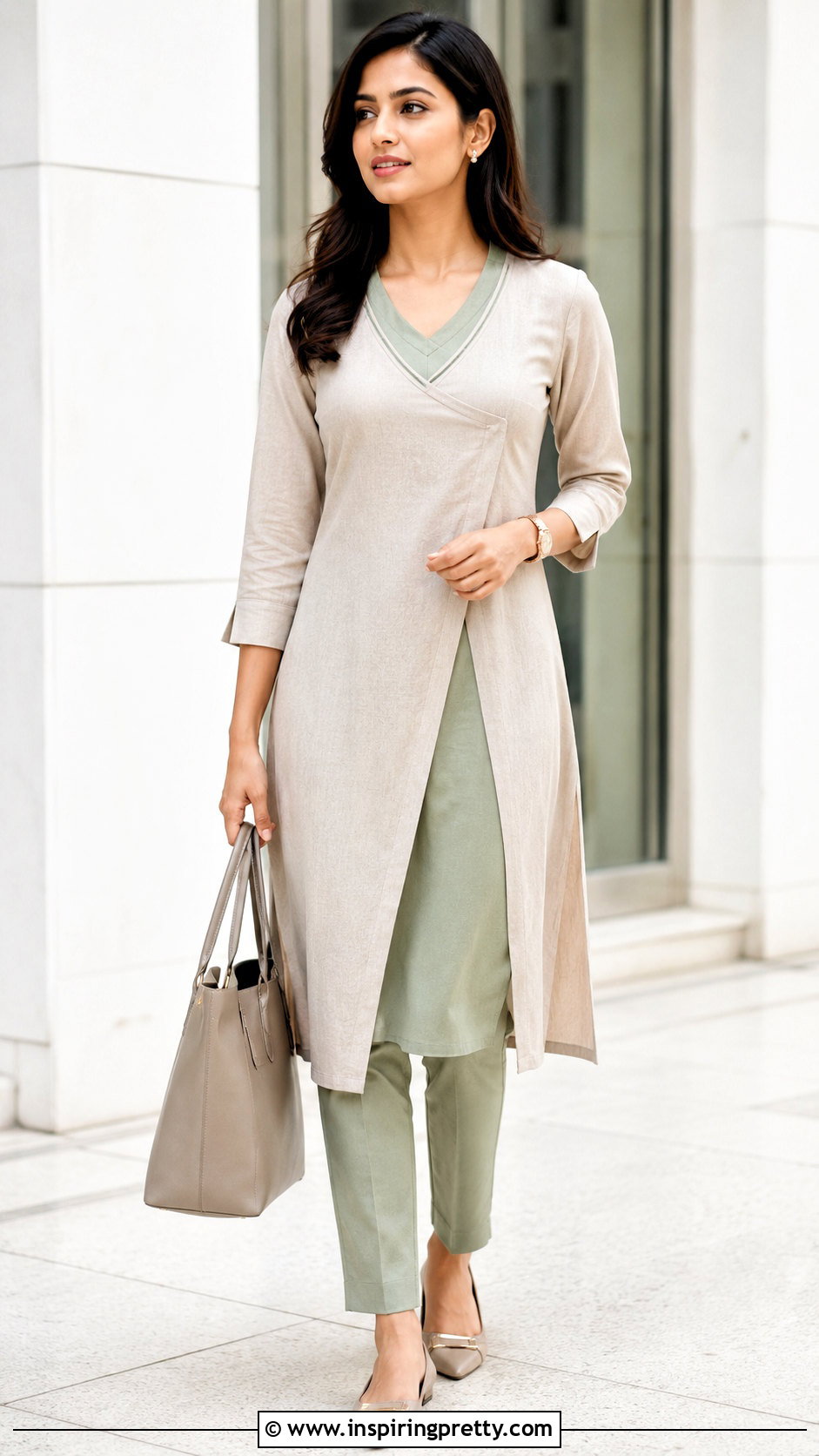 Layered Neck Kurti With Cigarette Pants - 50 top neck designs