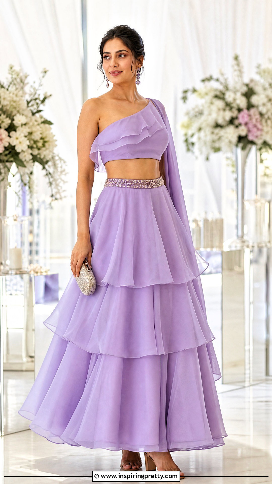 Layered Organza Crop Top Lehenga Outfit - 50 organza crop top lehenga outfit ideas