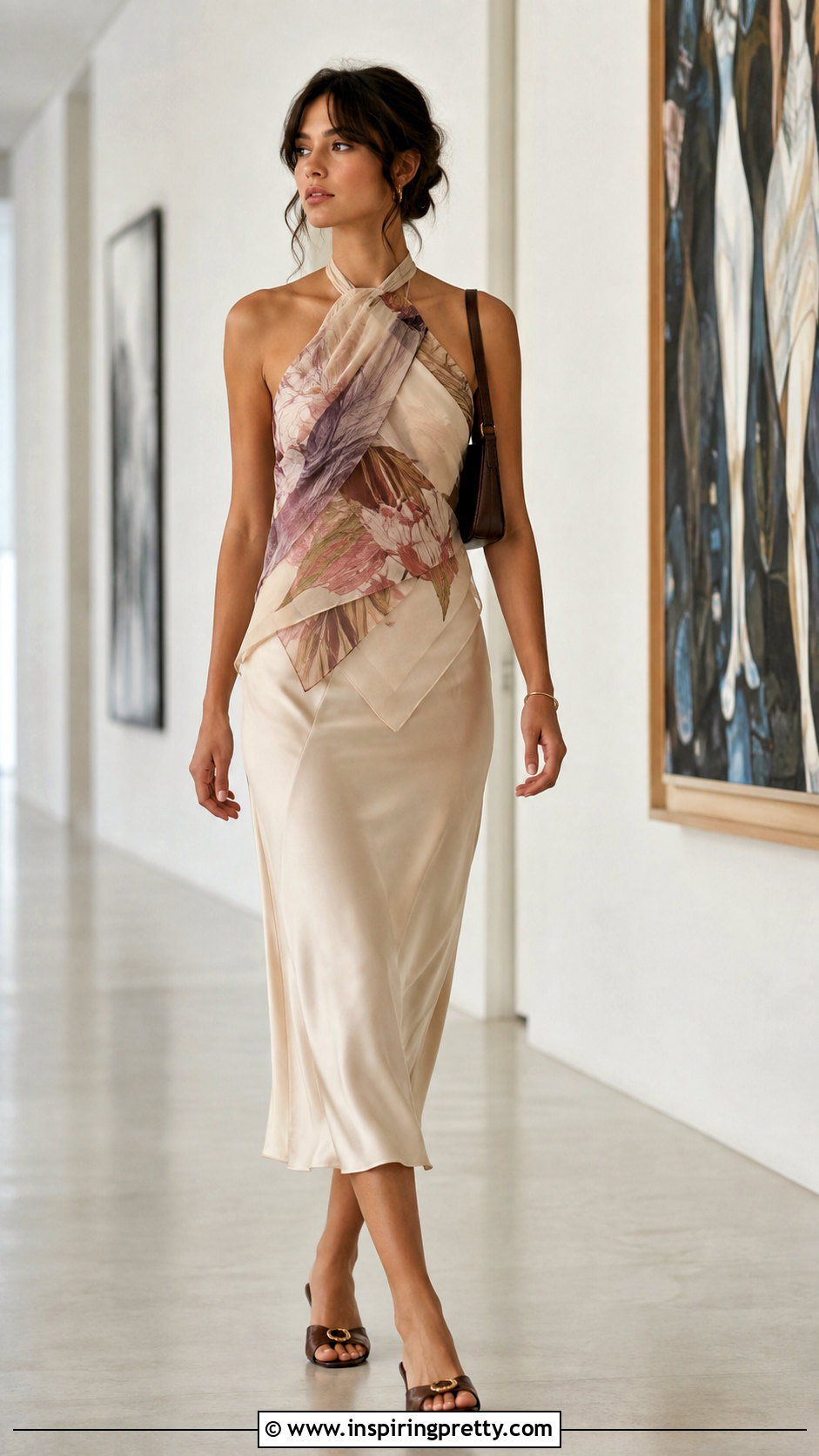 Layered Sheer Scarf Halter Top With Satin Skirt - 25 diy halter top from scarf ideas