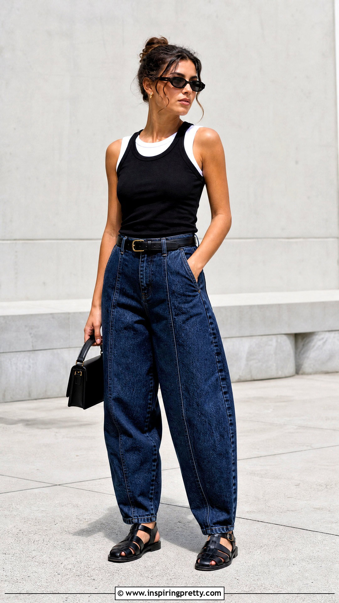 Layered Tank Top With Barrel Jeans - 50 layered tank top outfits
