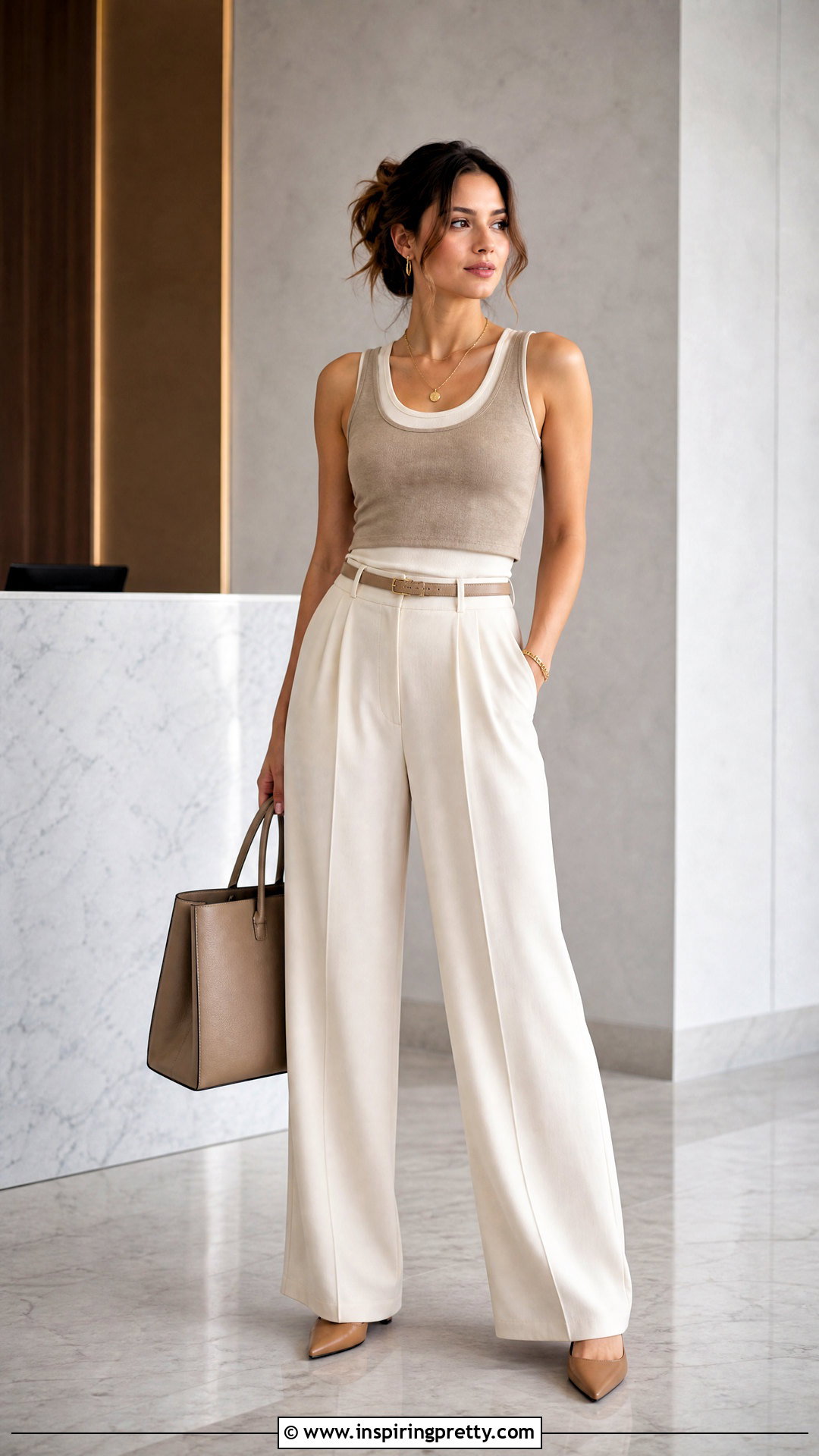 Layered Tank Top With Wide Leg Trousers - 50 layered tank top outfits