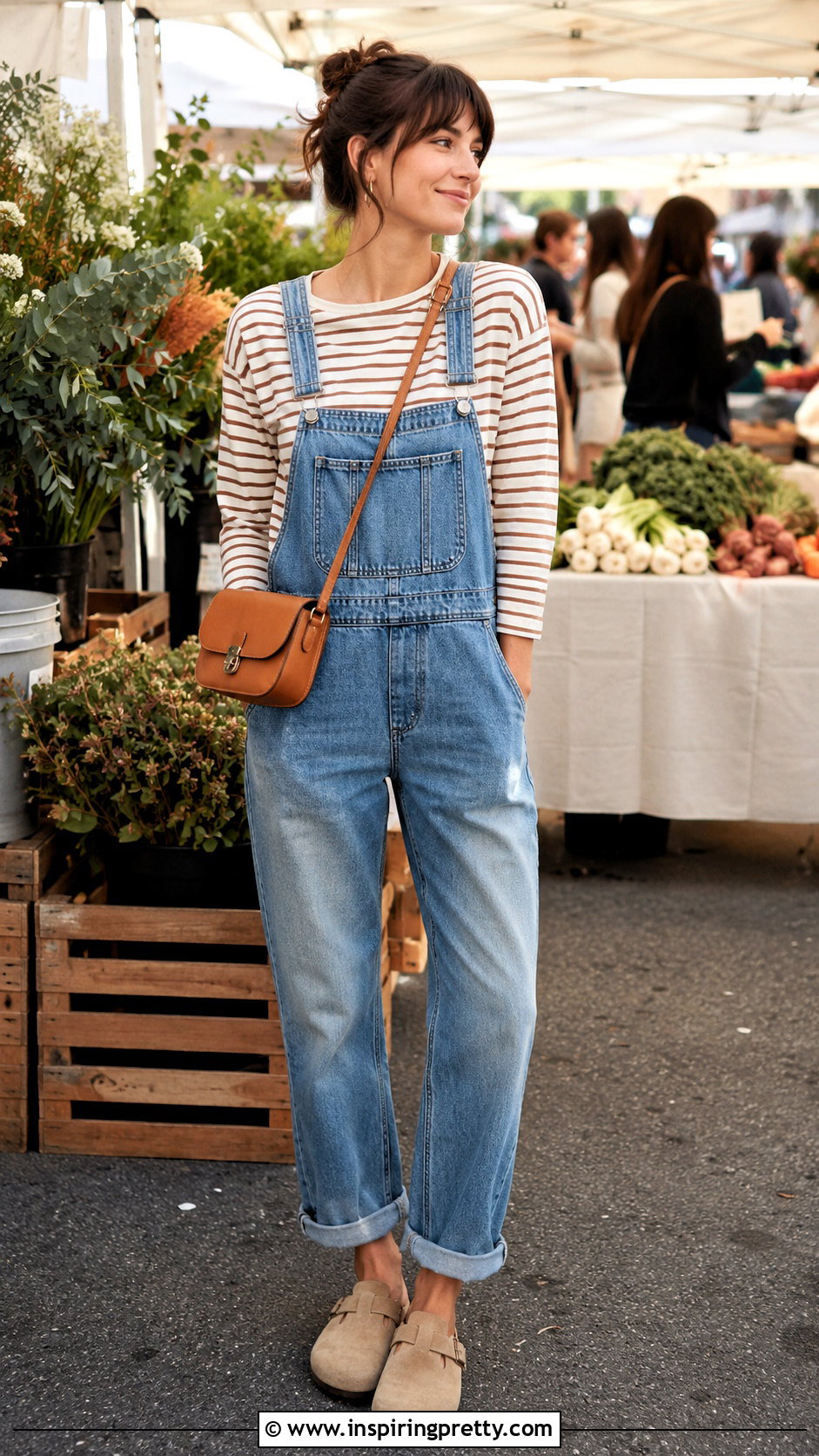 Leah Striped Top With Denim Overalls And Clogs - 20 Leah Striped Top outfit ideas