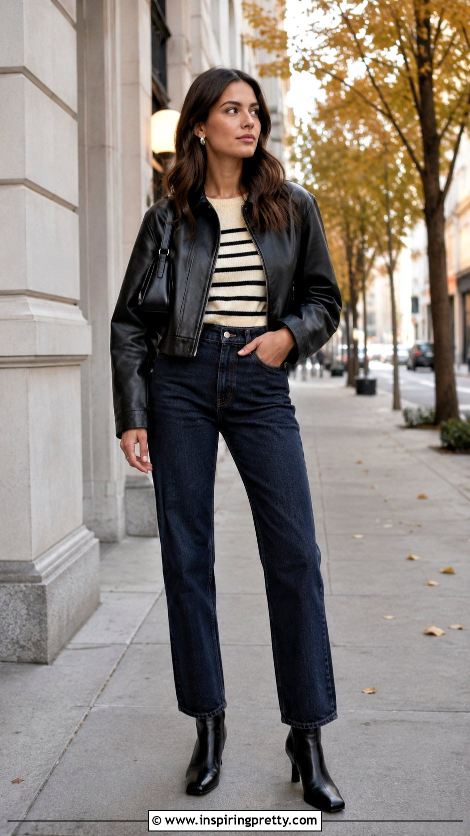 Leah Striped Top With Leather Jacket And Jeans - 20 Leah Striped Top outfit ideas