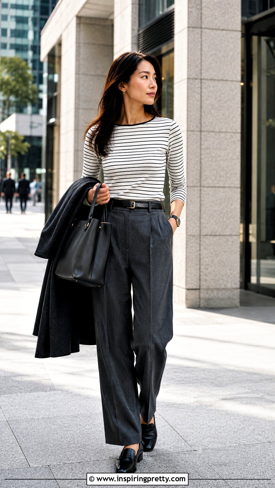 Leah Striped Top With Tailored Trousers And Loafers - 20 Leah Striped Top outfit ideas