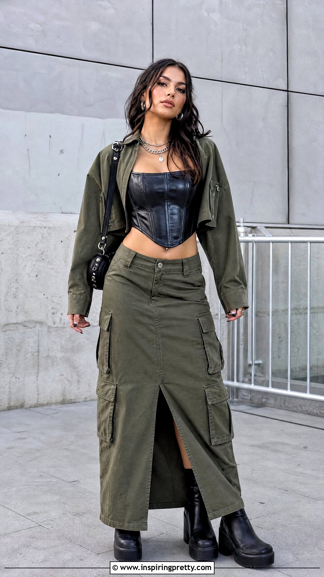 Leather Corset Top With Cargo Maxi Skirt - 20 Leather Corset Top Zara outfit ideas