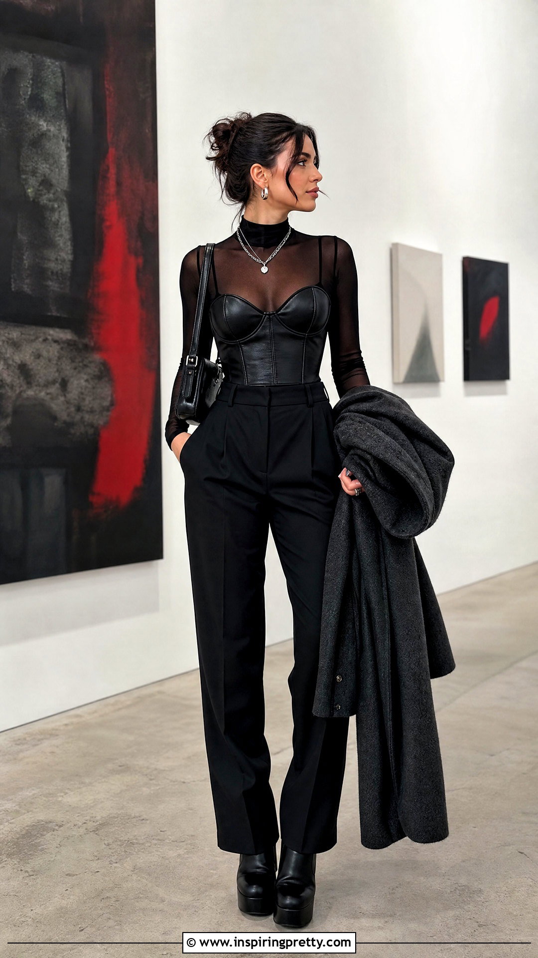 Leather Corset Top With Sheer Long Sleeve Top - 20 Leather Corset Top Zara outfit ideas