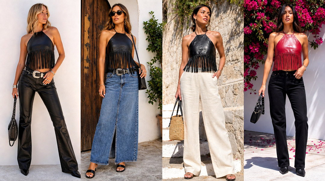 20 Leather Fringe Halter Top Outfit Ideas for Festival Style