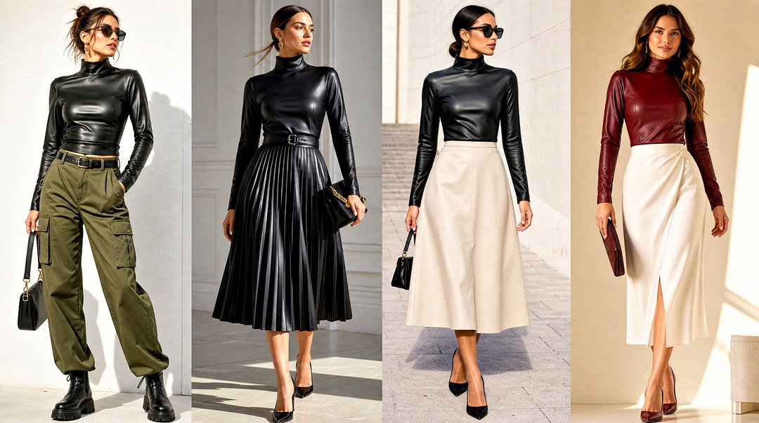 25 Leather High Neck Top Outfit Ideas for Edgy Evening Looks