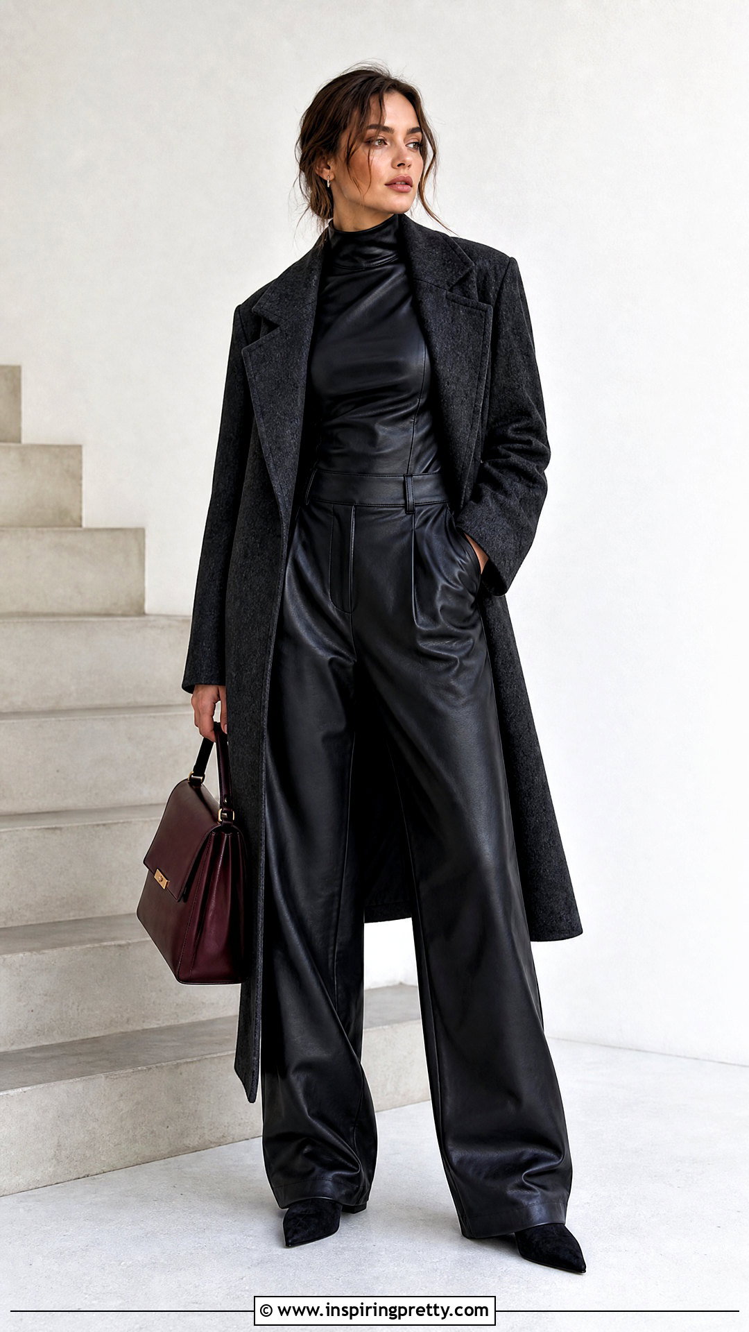 Leather High Neck Top With Leather Pants - 25 Leather High Neck Top outfit ideas