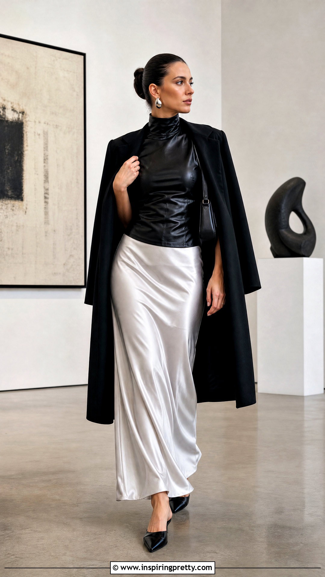 Leather High Neck Top With Slip Skirt - 25 Leather High Neck Top outfit ideas