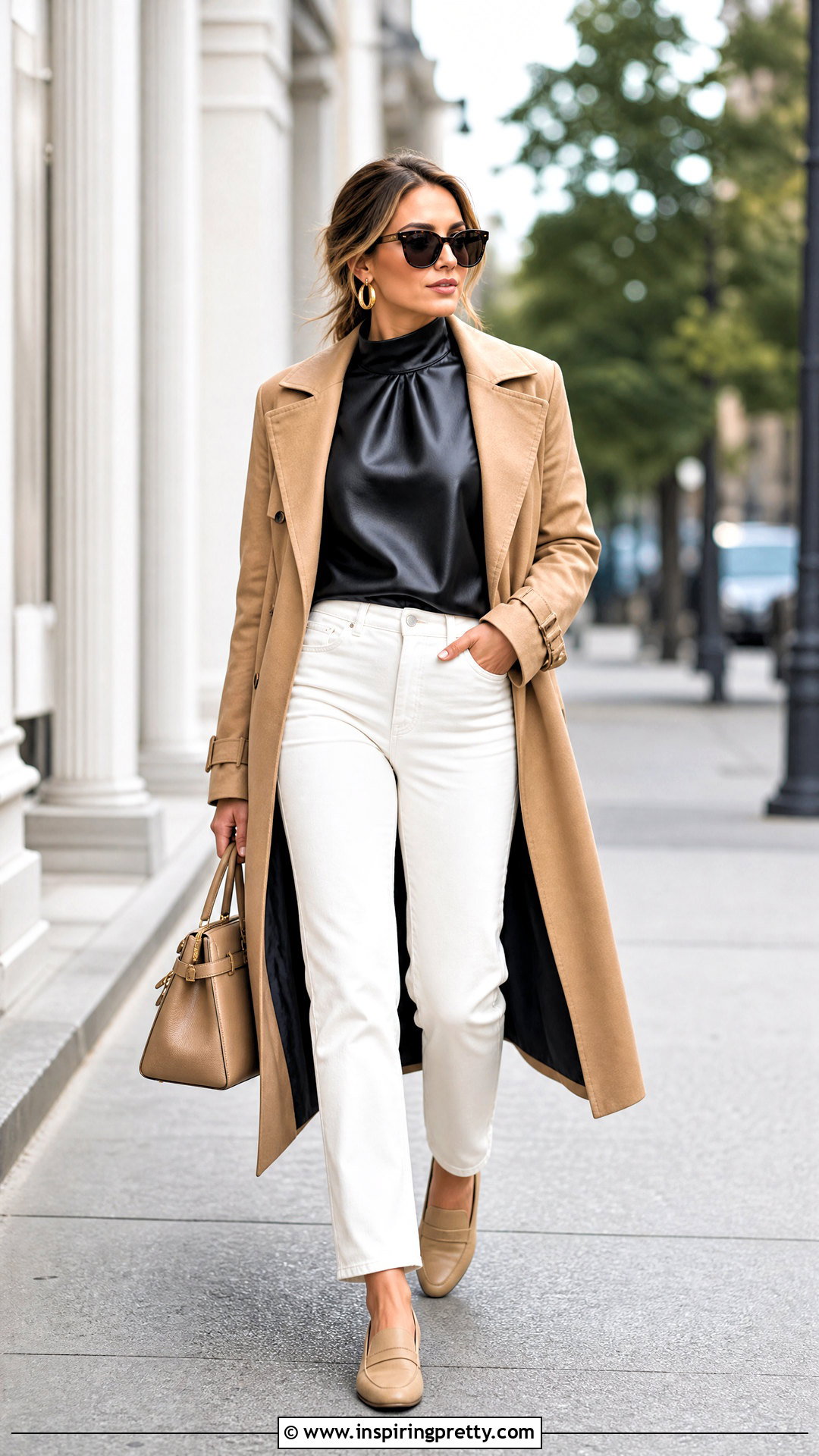 Leather High Neck Top With White Jeans - 25 Leather High Neck Top outfit ideas