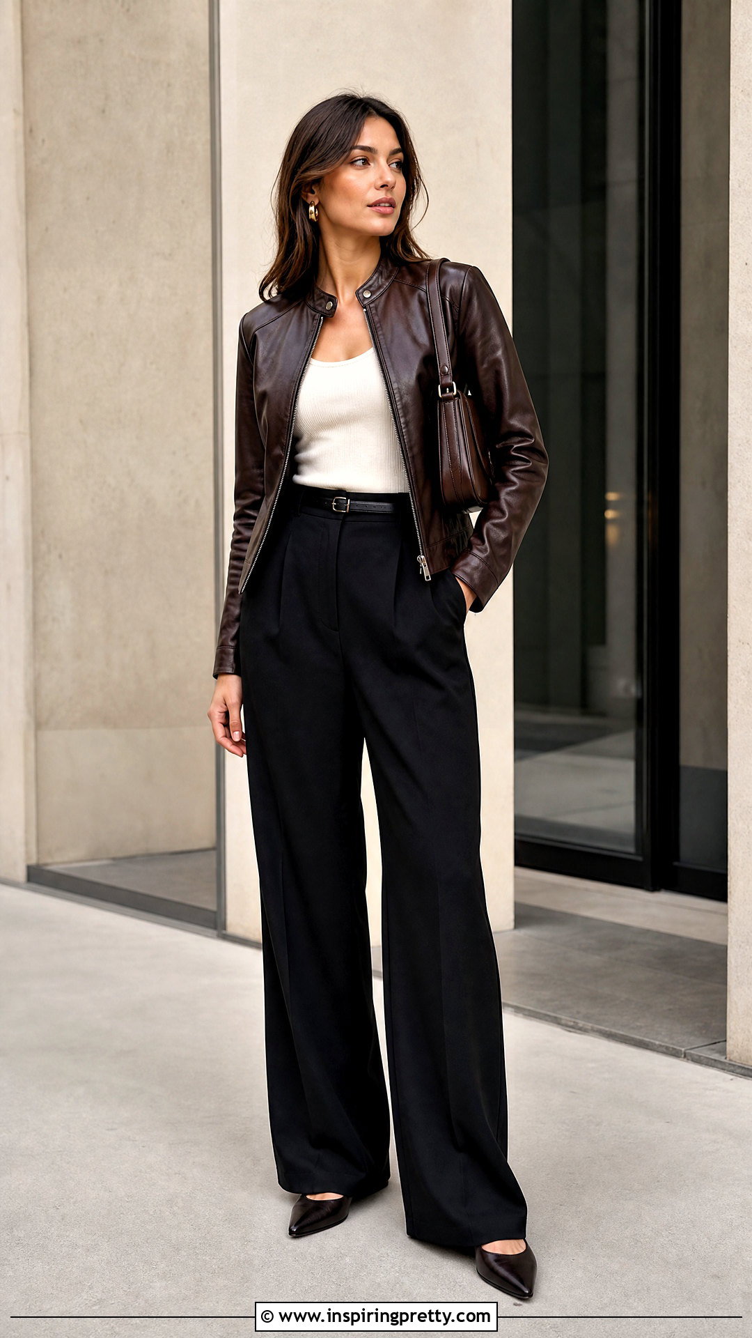 Leather Jacket And Tailored Trousers Outfit - 50 top outfits