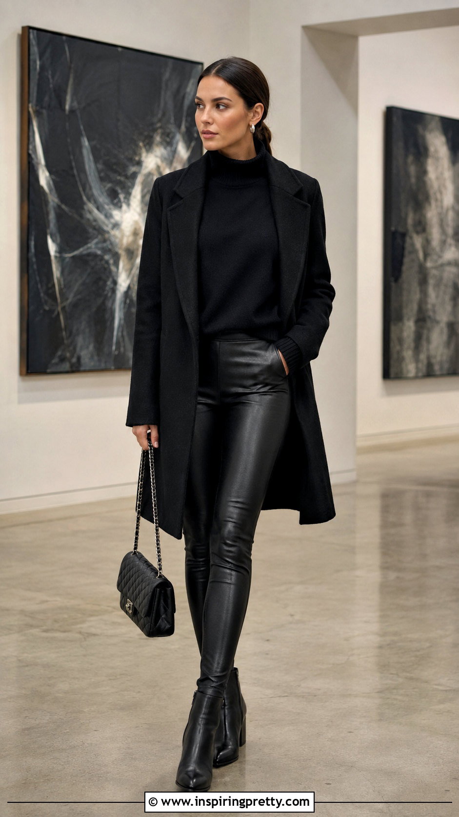 Leather Leggings With A Black Top And Black Boots - 20 leather leggings and tops