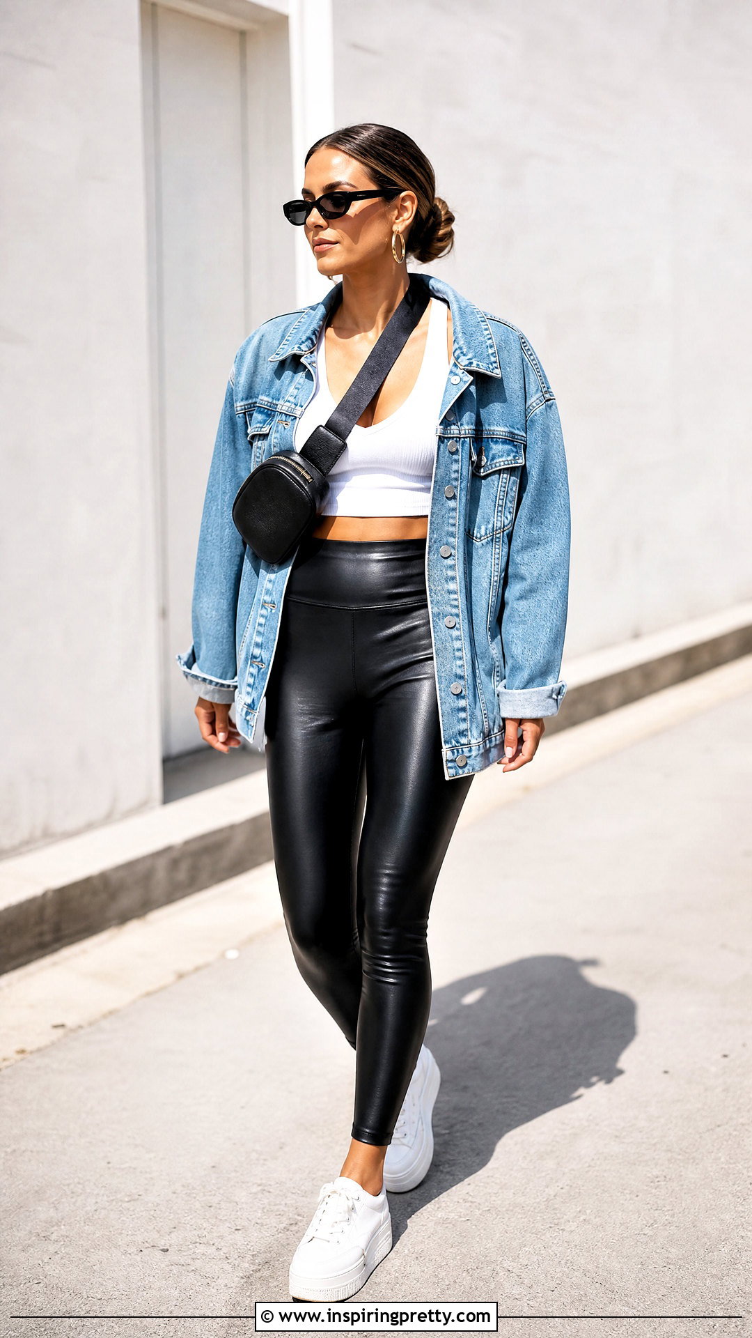 Leather Leggings With Denim Jacket And Crop Top - 20 leather leggings crop tops