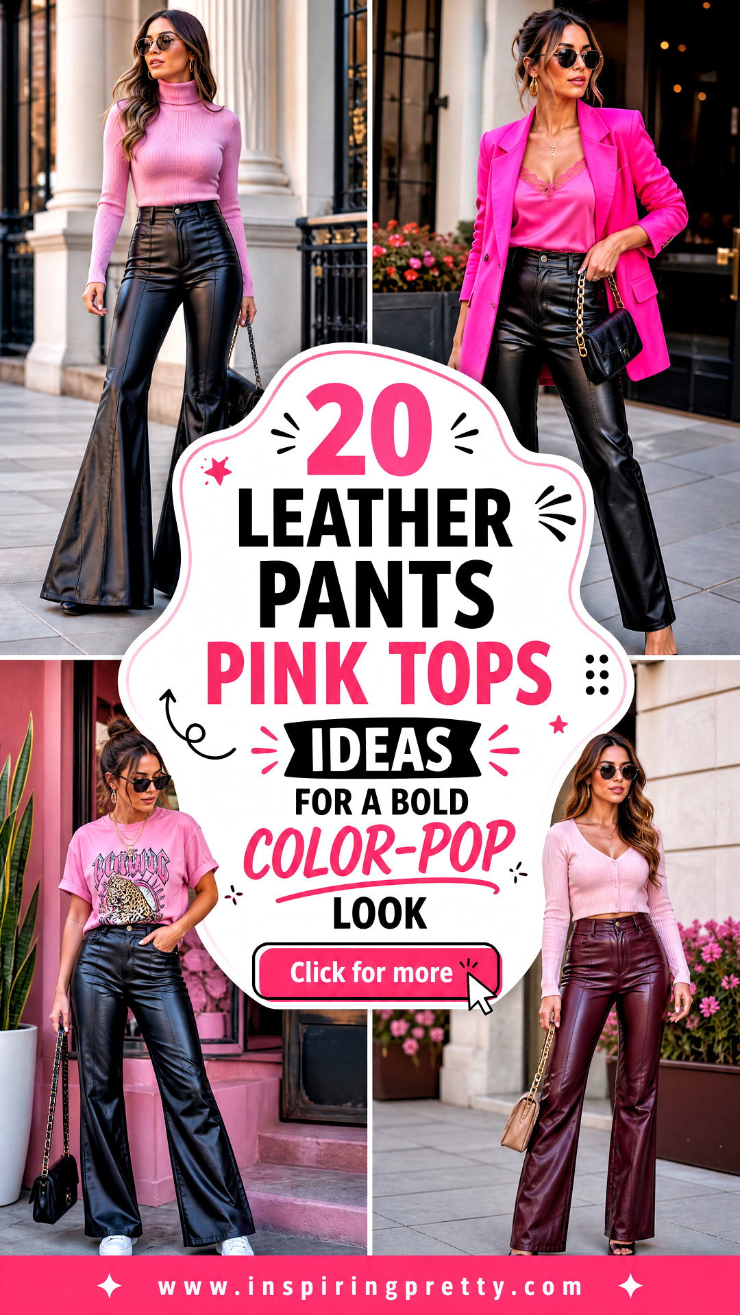 20 Leather Pants Pink Tops Ideas for a Bold Color-Pop Look - 20 Leather Pants Pink Tops Ideas for a Bold Color-Pop Look