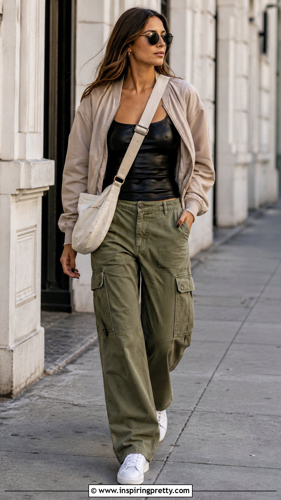 Leather Tank Top With Cargo Pants - 20 leather top outfit ideas
