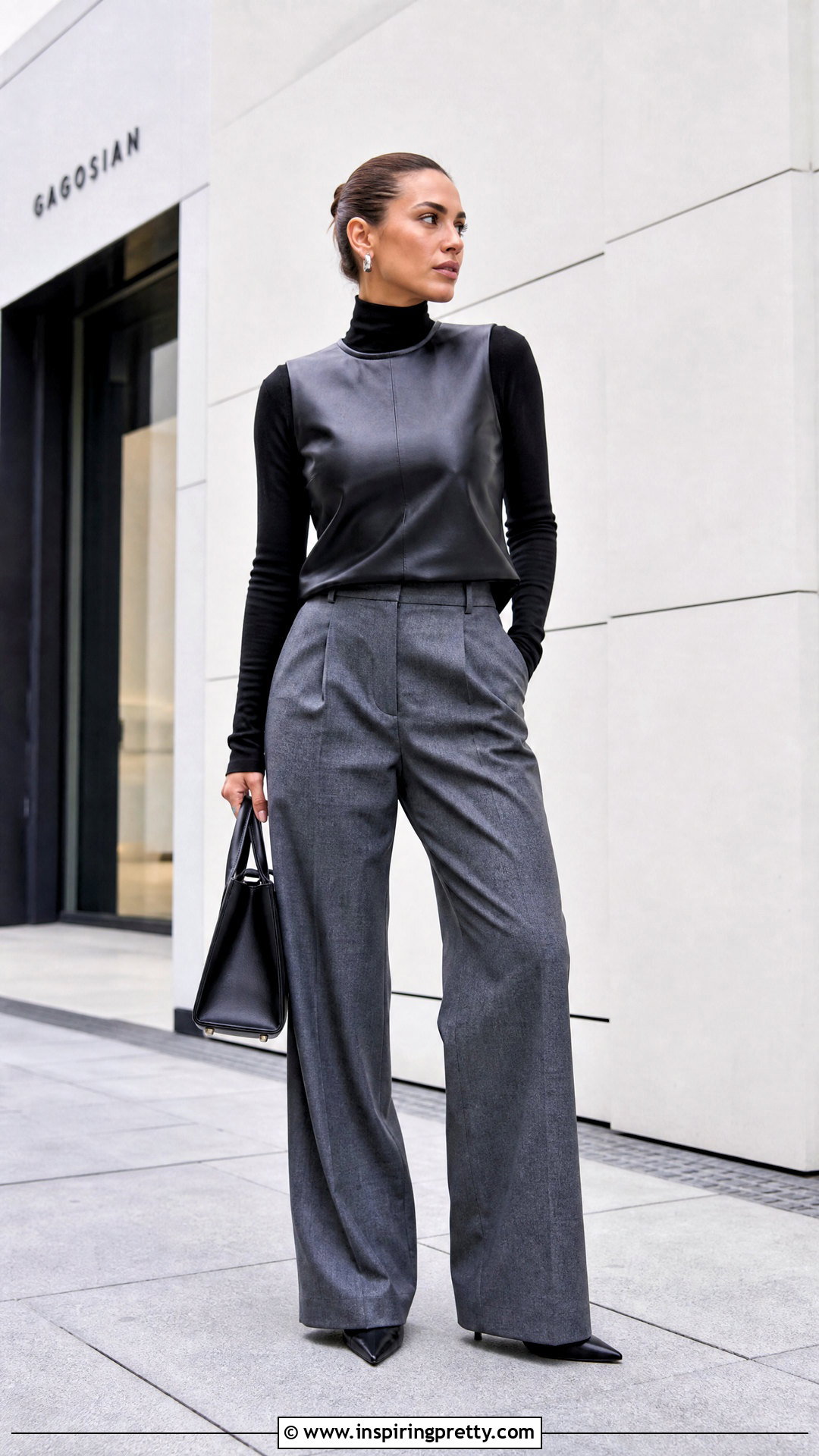 Leather Top And Wool Trousers Outfit - 20 top and trousers outfit materials