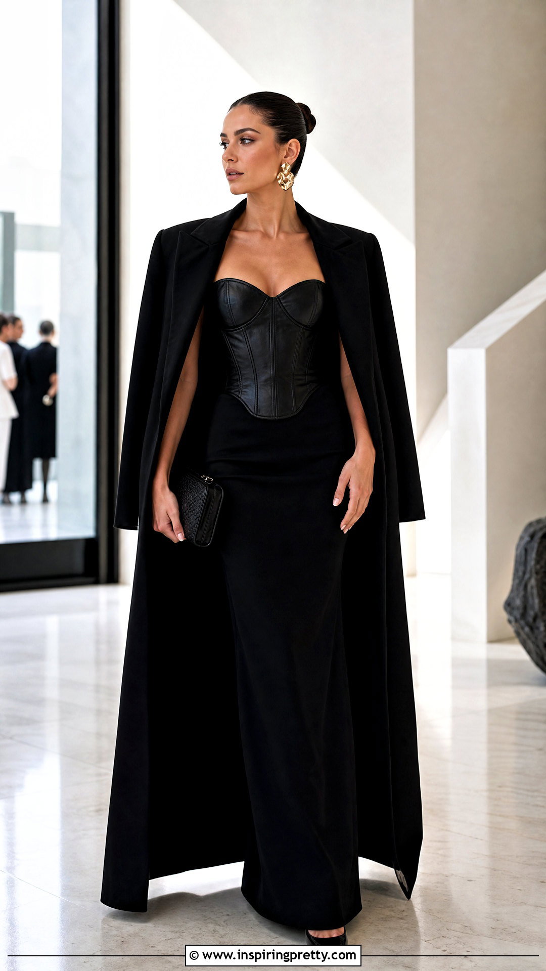 Leather Top With Column Maxi Skirt - 50 leather top outfit ideas