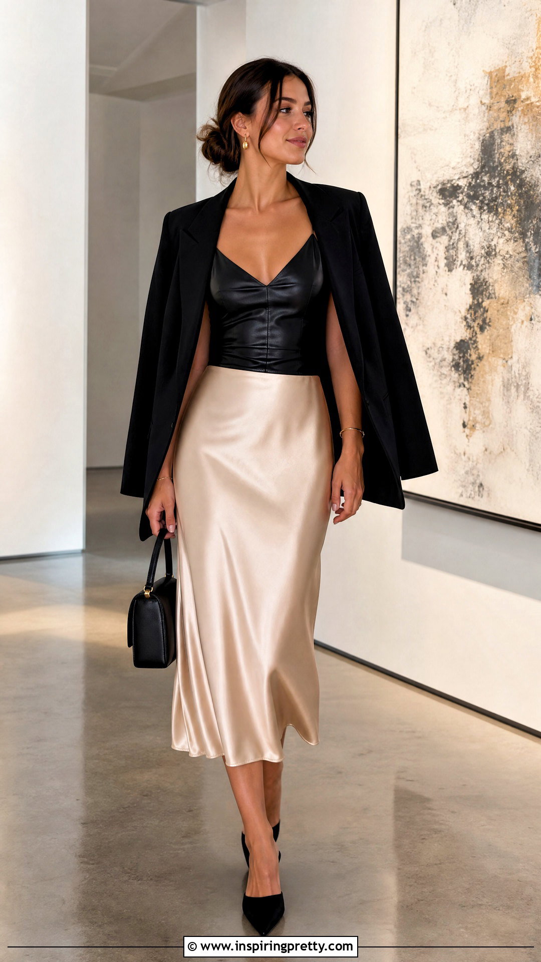 Leather Top With Satin Slip Skirt - How To Style Leather Tops (25 Ways)