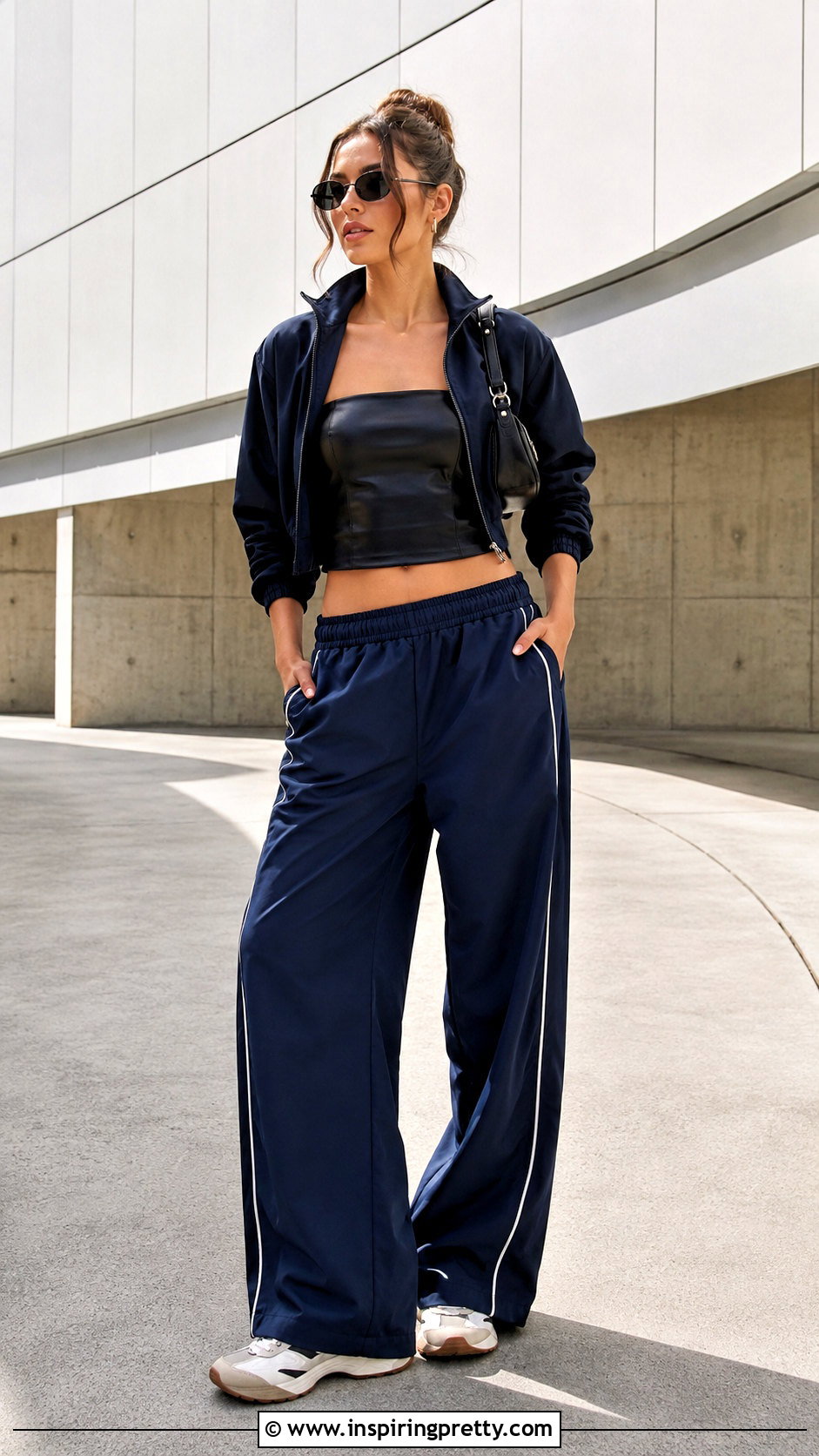 Leather Tube Top With Track Pants - 50 leather tube top outfit ideas