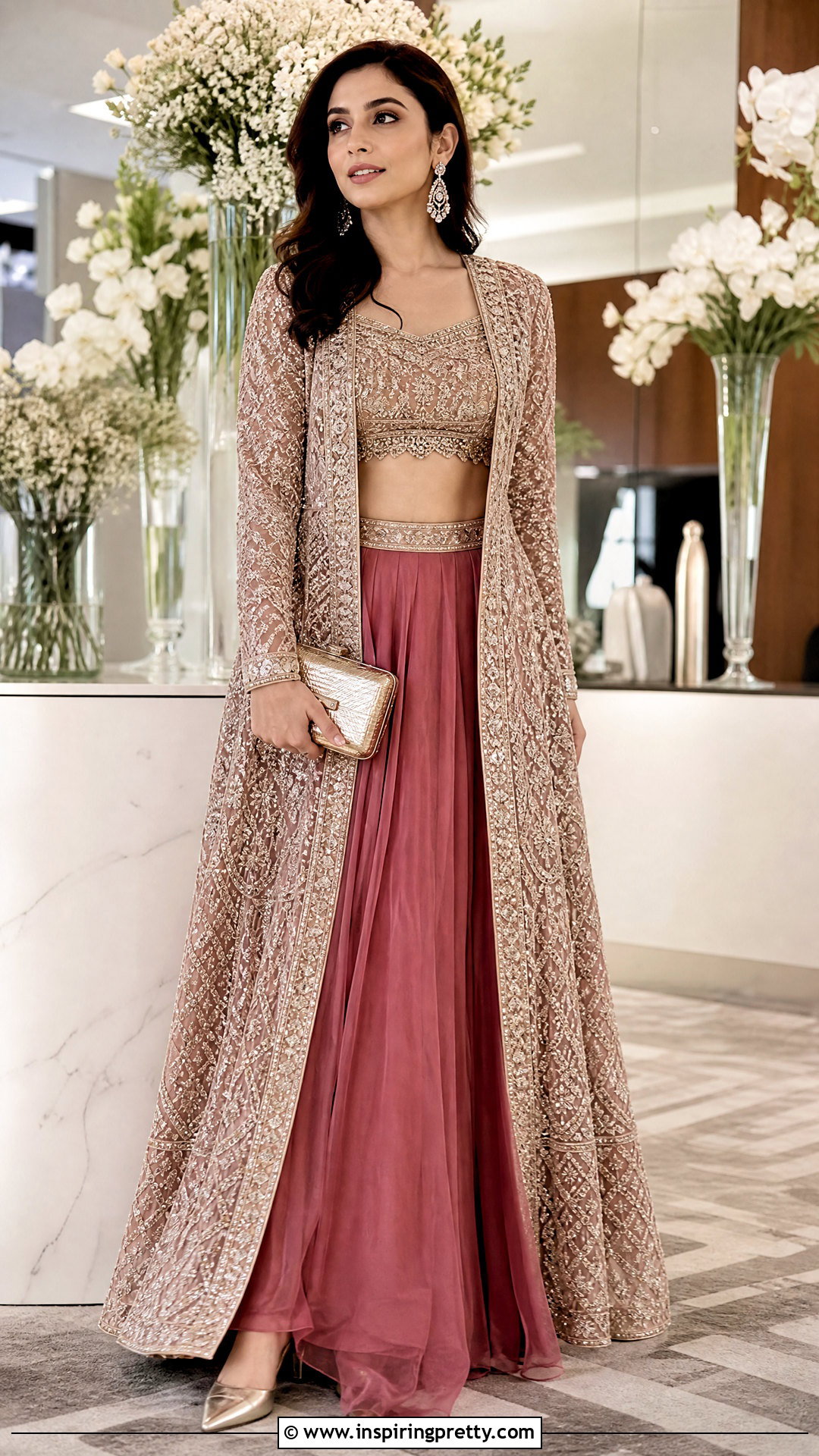 Lehenga Crop Top With Long Jacket - 25 lahnga crop top outfit ideas