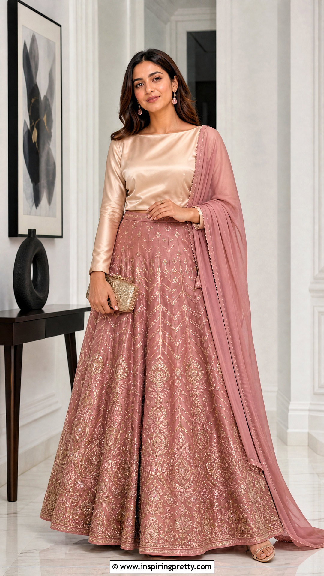 Lehenga Skirt And Satin Top Indian Outfit - 50 skirt and top indian outfits