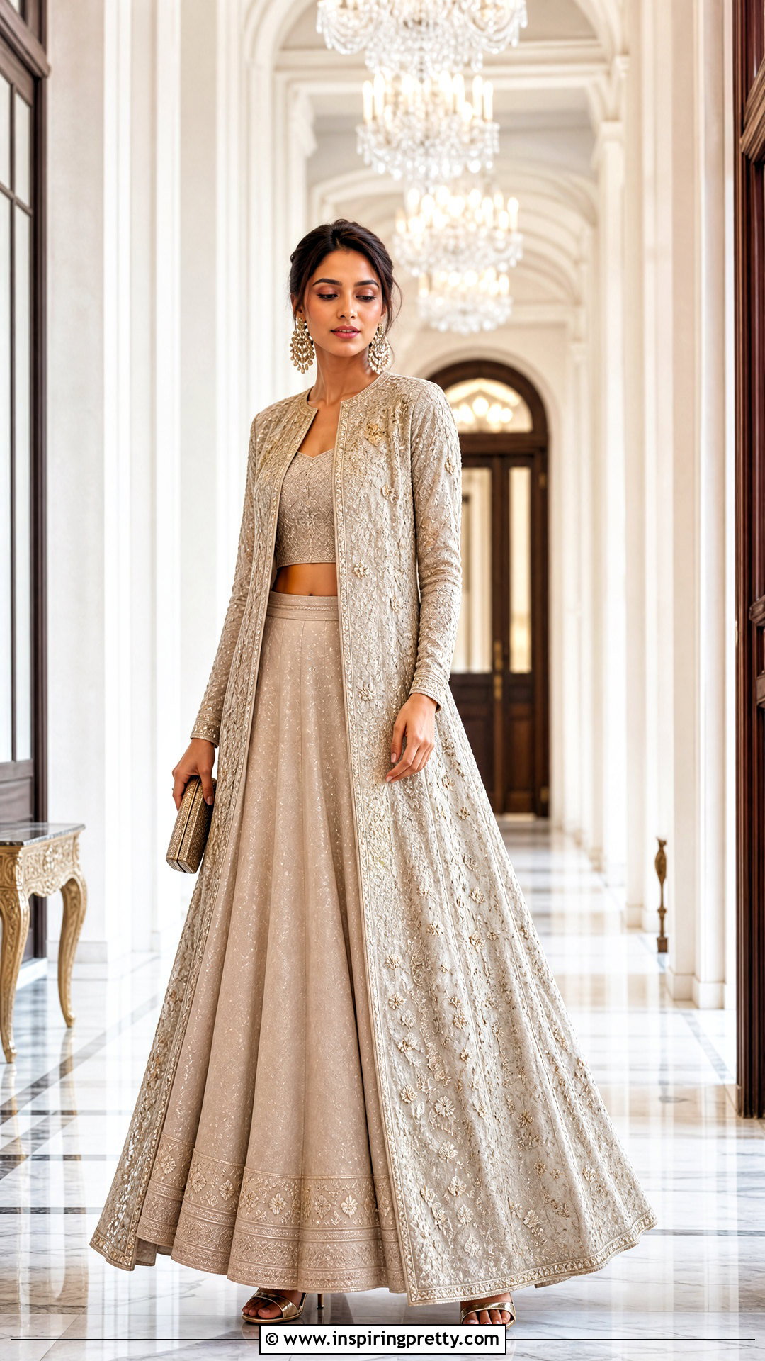 Lehenga Skirt With Long Jacket Top - 50 skirt top indian outfit ideas