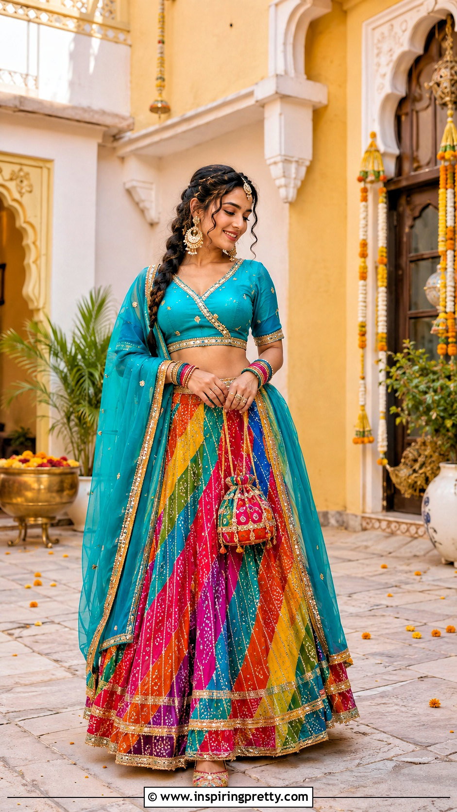 Leheriya Skirt And Crop Top For Rajasthani Wedding - 50 skirt and crop top indian weddings