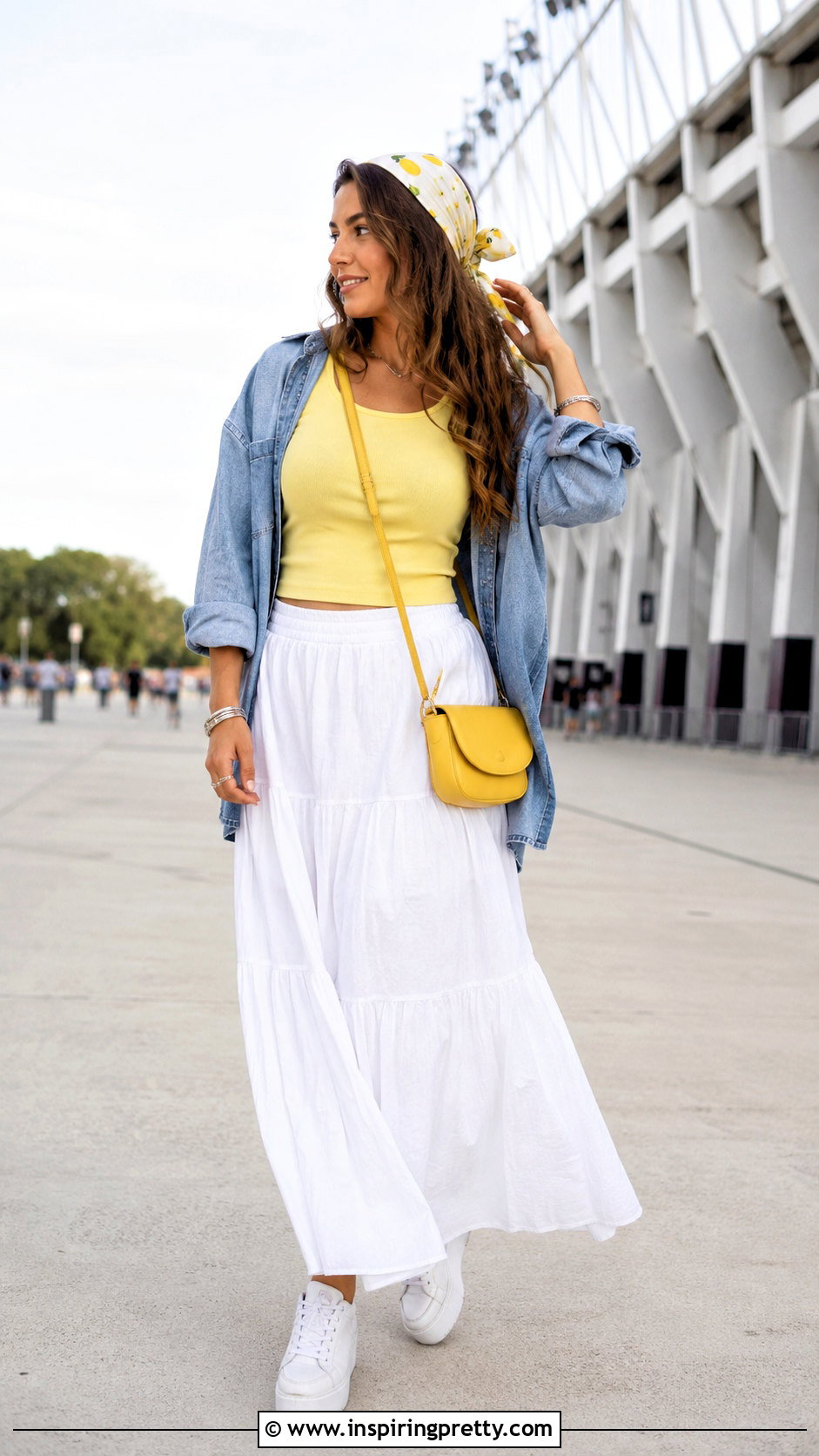 Lemon Tank Top And White Maxi Skirt Outfit - 20 Louis Tomlinson Tank Top Era Outfits
