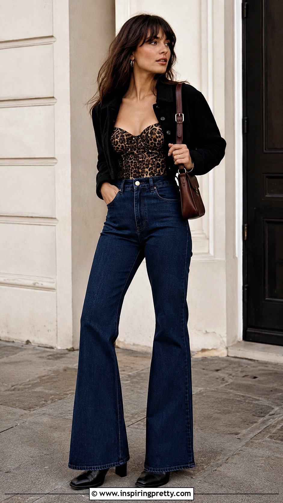 Leopard Bustier Top With Flare Jeans - 20 Leopard Bustier Top outfit ideas